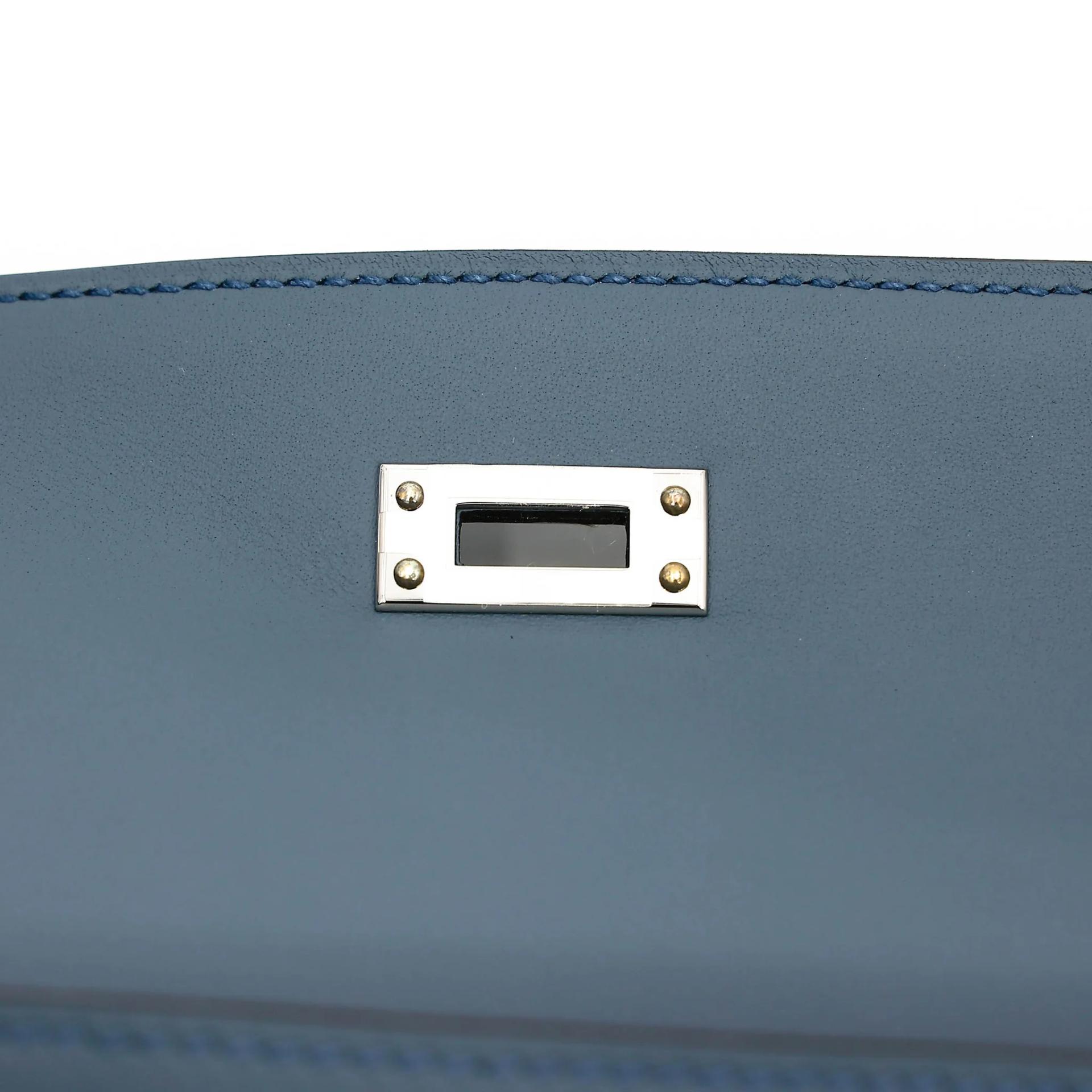 Brand New ( Rank N ) HERMÈS Kelly Pochette Bleu Tempete (N7) Swift Palladium hardware G (2026) - 11