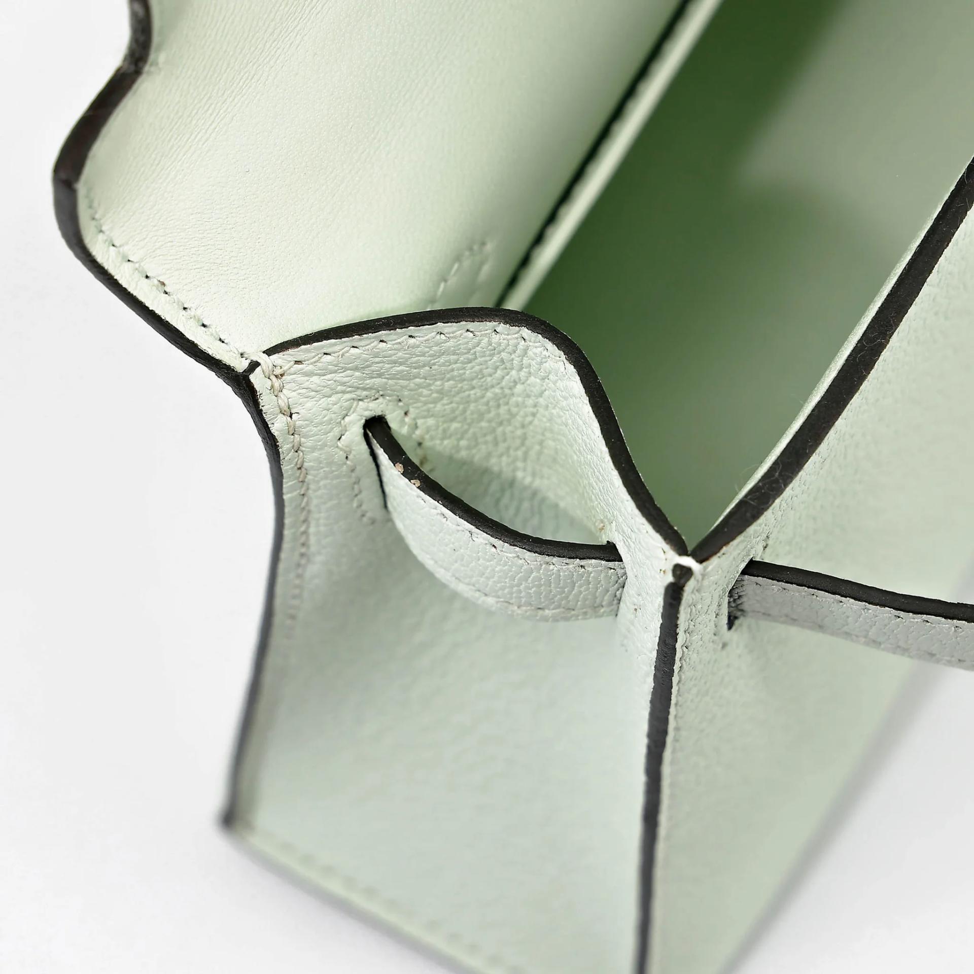 Excellent ( Rank SA ) HERMÈS Mini Kelly II Vert Fizz (0S) Chevre Mysore Palladium hardware B (2023) - 16