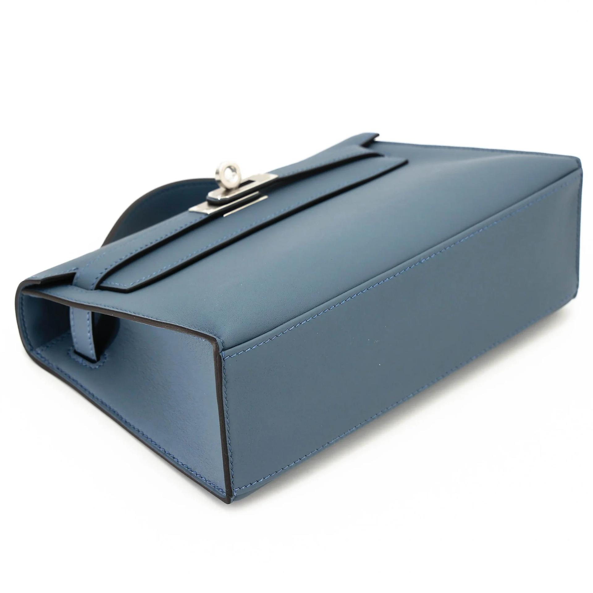 Brand New ( Rank N ) HERMÈS Kelly Pochette Bleu Tempete (N7) Swift Palladium hardware G (2026) - 5