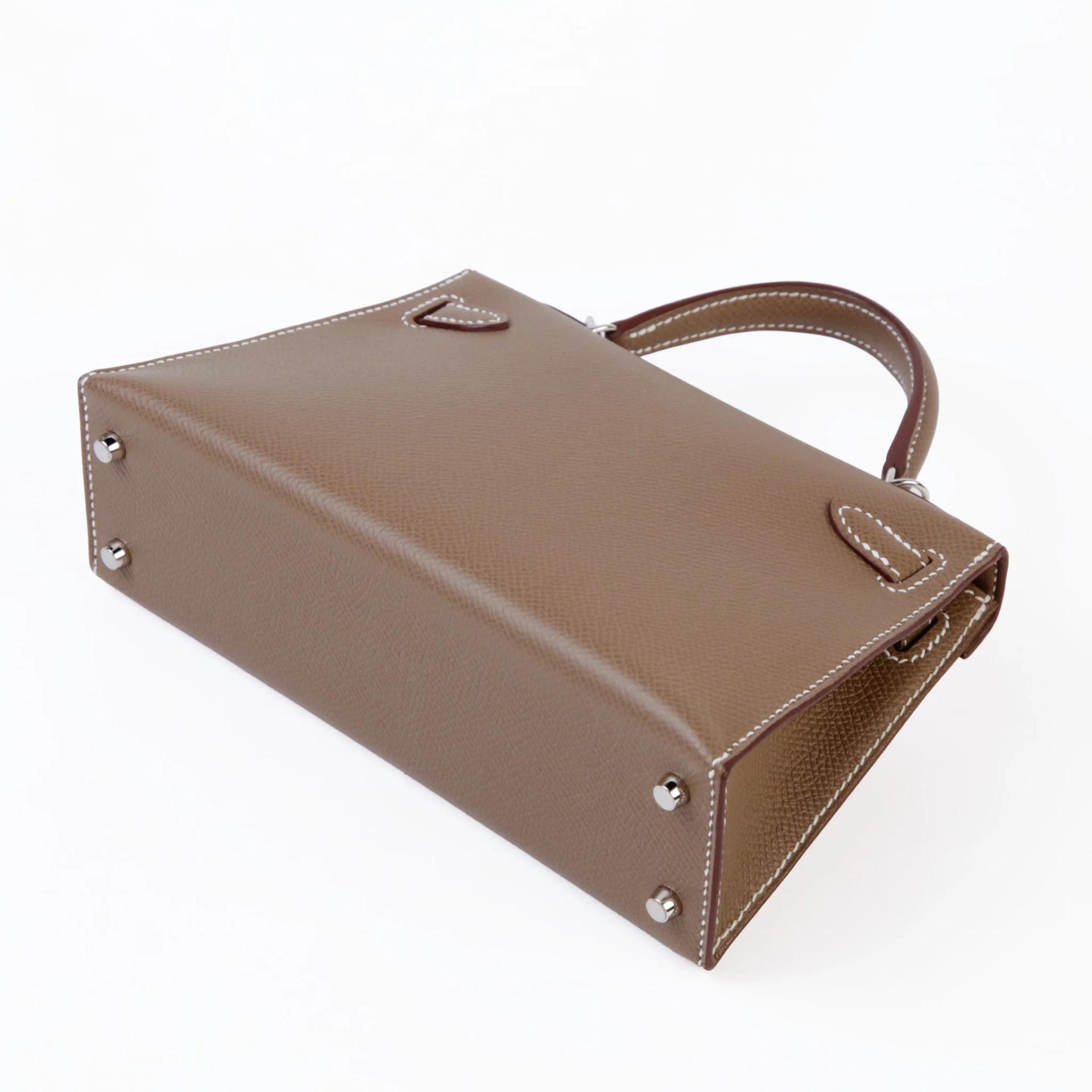 Brand New ( Rank N ) HERMÈS Mini Kelly II Etoupe (18) Epsom Palladium hardware G (2026) - 7
