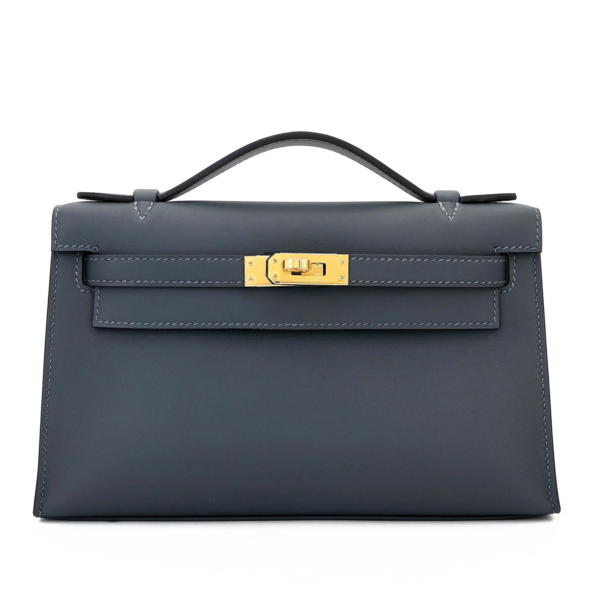 Brand New ( Rank N ) HERMÈS Kelly Pochette Gris misty (H0) Swift Gold hardware G (2026) - 1