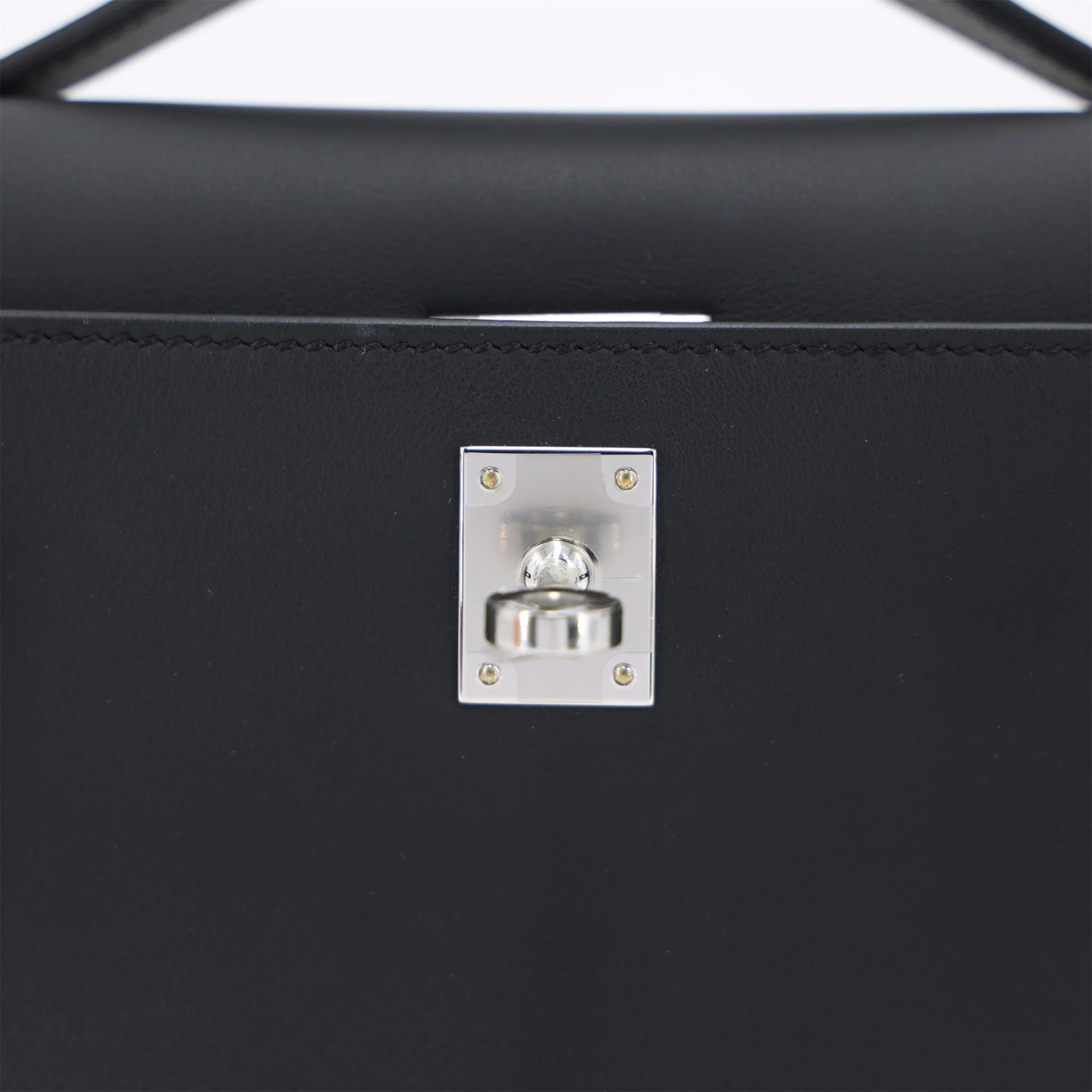 Brand New ( Rank N ) HERMÈS Kelly Pochette Noir (89) Swift Palladium hardware K (2025) - 10
