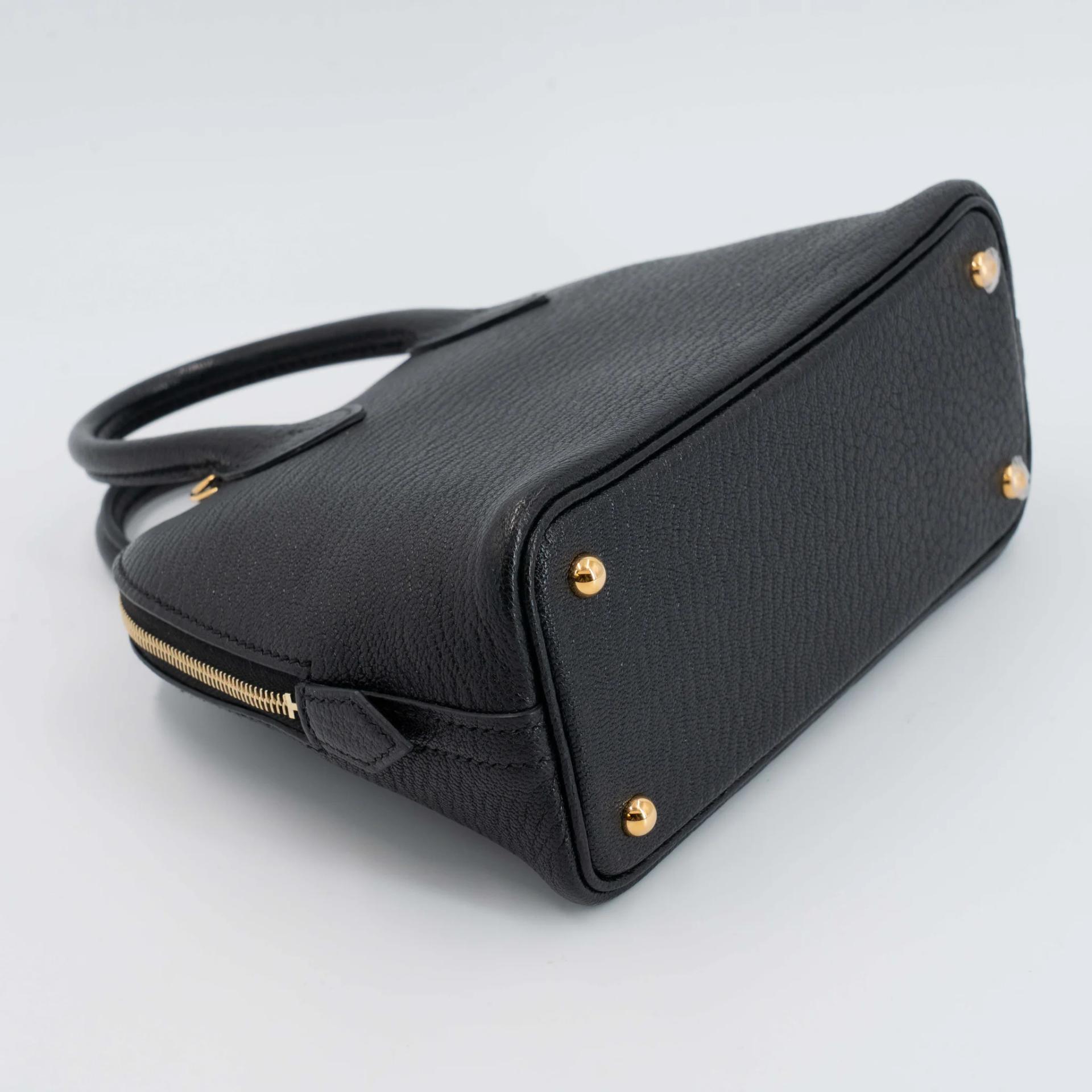 Excellent ( Rank SA ) HERMÈS Mini Bolide 1923 Noir (89) Chevre Gold hardware K (2025) - 7