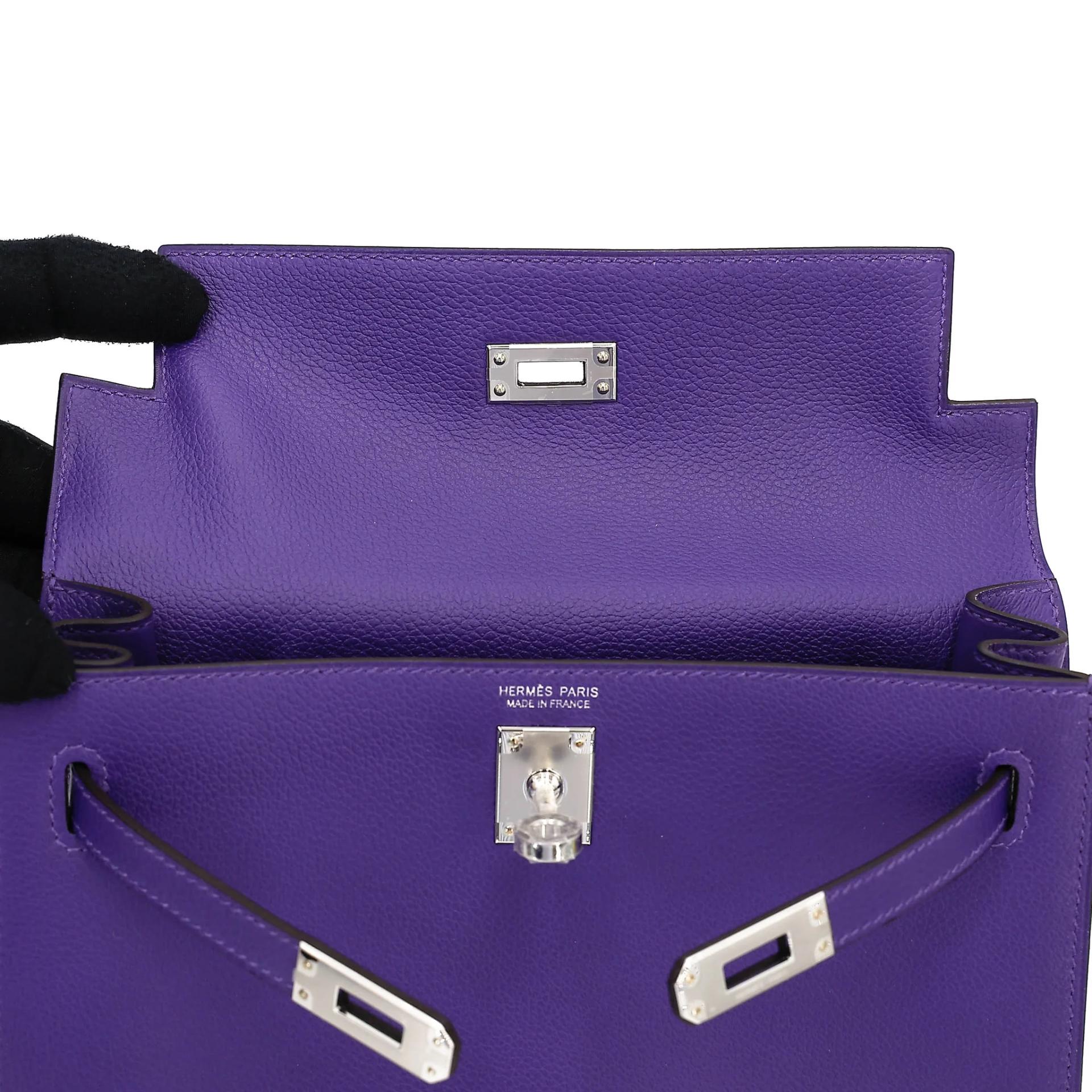 全新 HERMÈS 愛馬仕 Kelly Danse X3 絳紫色 Purple Evercolor皮 銀扣 G刻 2026年 - 11