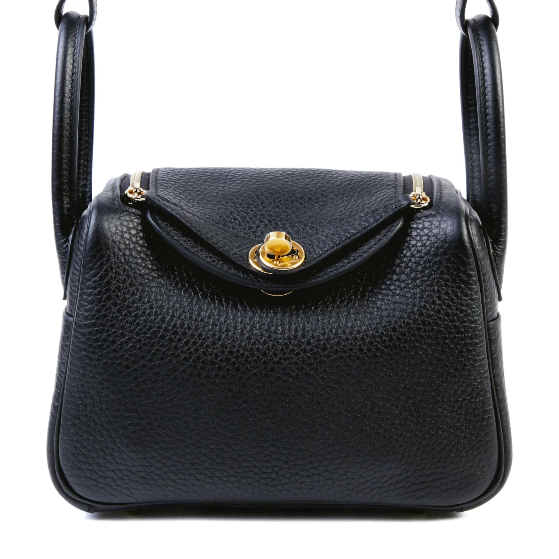 Brand New ( Rank N ) HERMÈS Mini Lindy Noir (89) Clemence Gold hardware G (2026) - 1