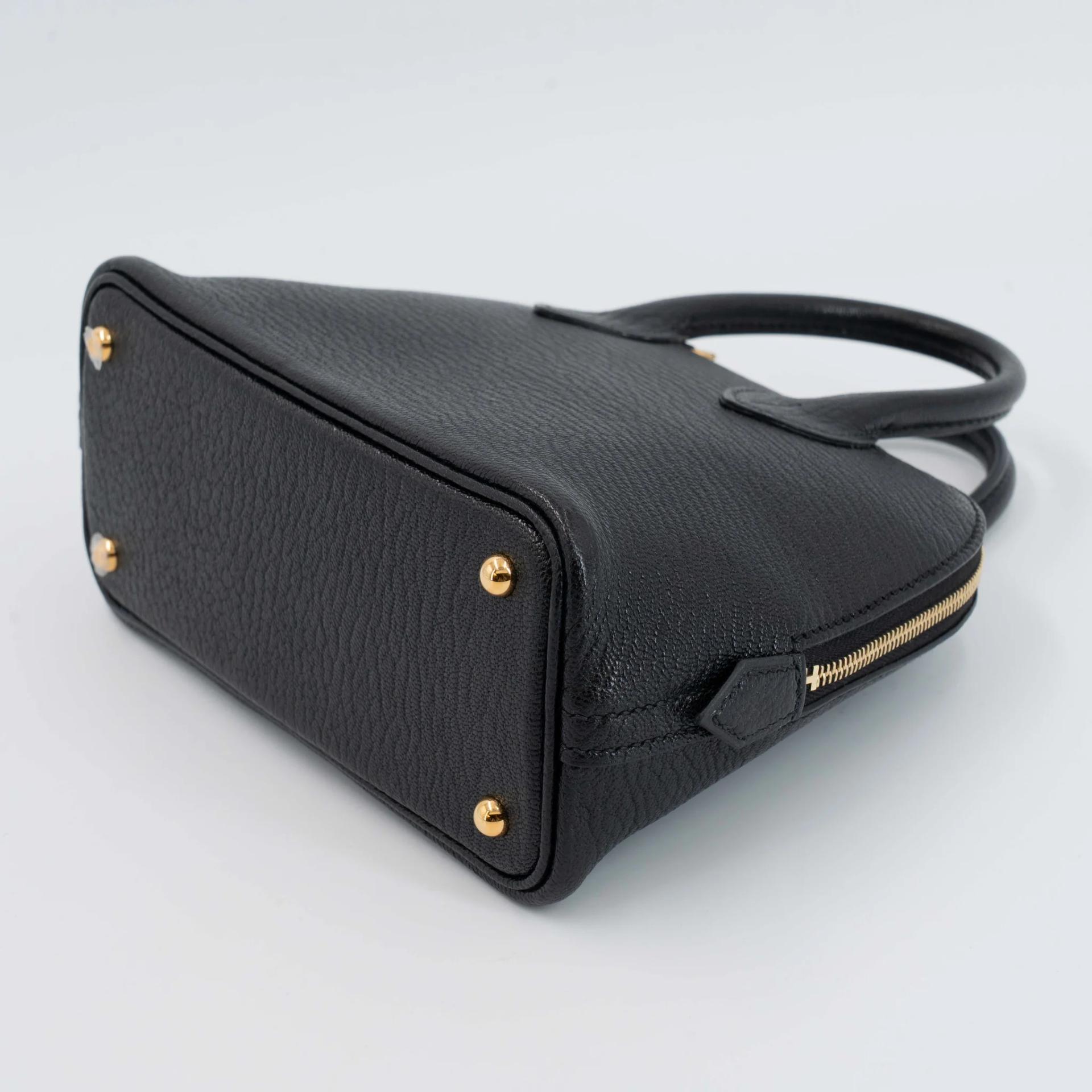 Excellent ( Rank SA ) HERMÈS Mini Bolide 1923 Noir (89) Chevre Gold hardware K (2025) - 5
