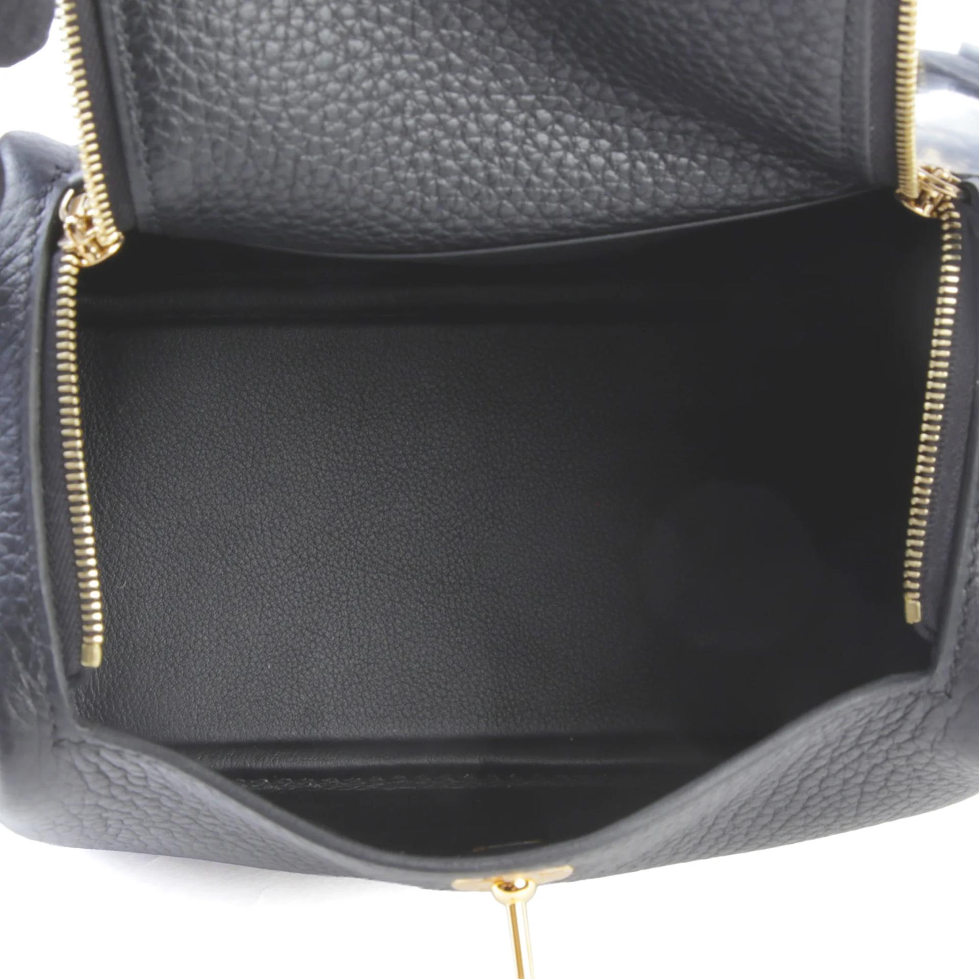 Brand New ( Rank N ) HERMÈS Mini Lindy Noir (89) Clemence Gold hardware G (2026) - 10