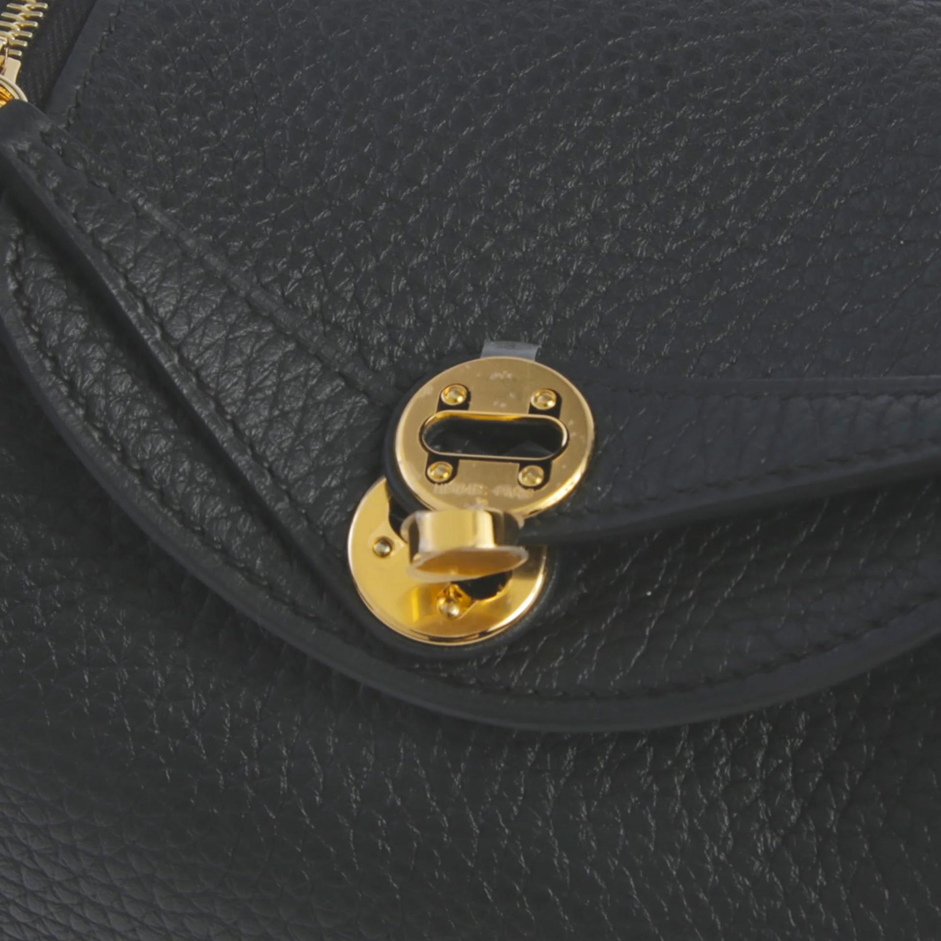 Brand New ( Rank N ) HERMÈS Mini Lindy Noir (89) Clemence Gold hardware G (2026) - 8