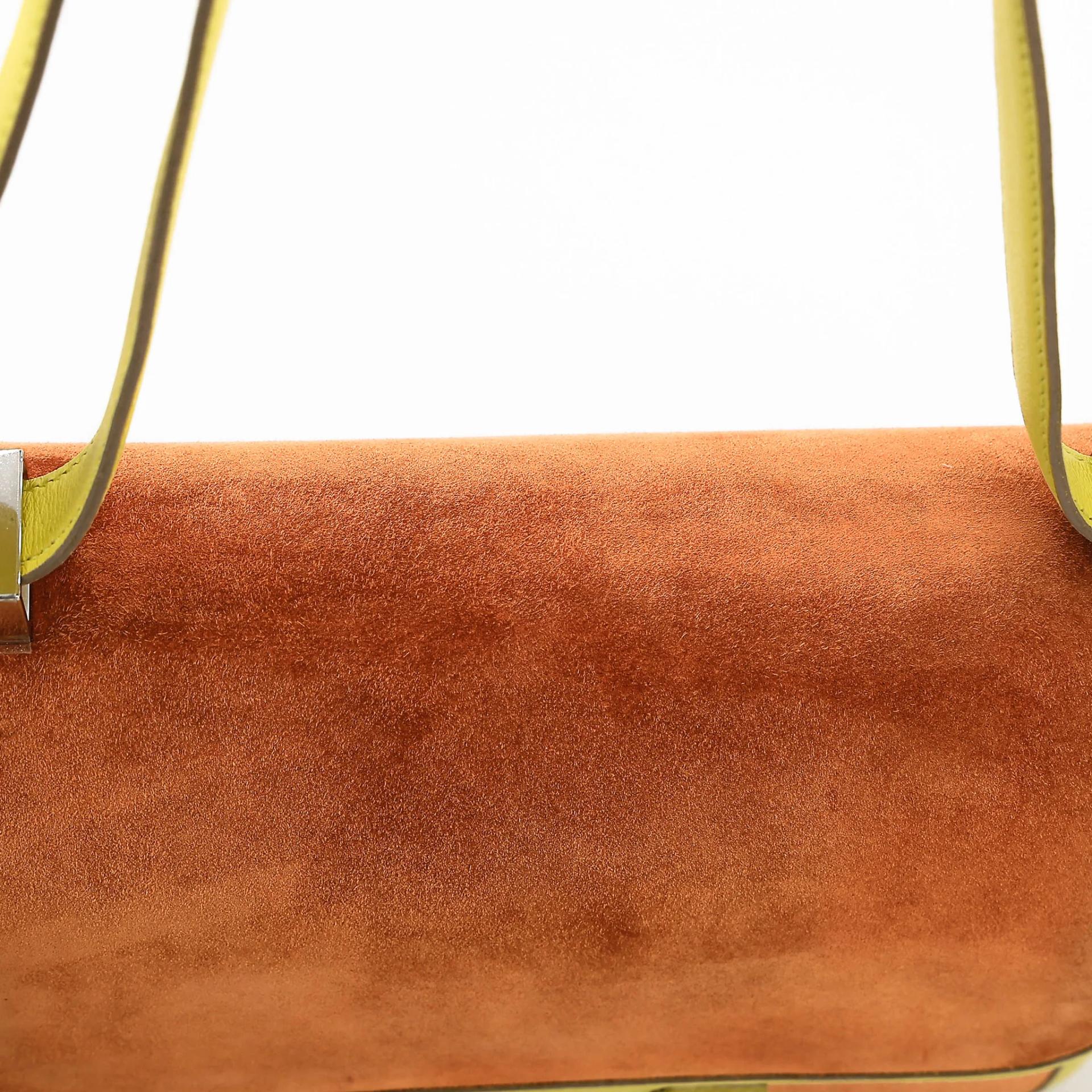 Excellent ( Rank SA ) HERMÈS Constance 24 Soufre (C9) Potiron (5F) Doblis Suede Swift Palladium hardware Square R (2014) - 9