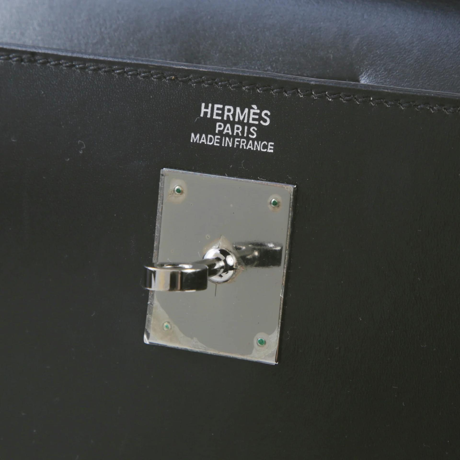 ランク AB HERMÈS エルメス ケリー32 セリエ ブラック (89) ボックスカーフ ルテニウム金具 □H刻印 - 9