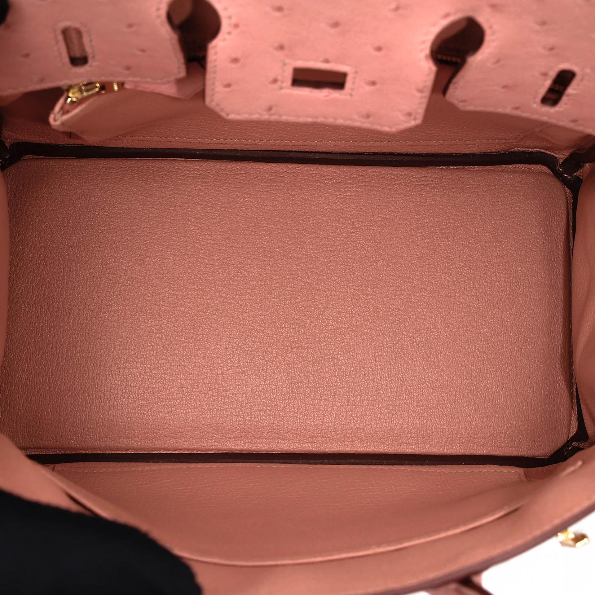 未使用保存品 HERMÈS 愛馬仕 Birkin 25 94 陶瓷粉 Terre Cuite 鴕鳥皮 金扣 B刻 2023年 - 18