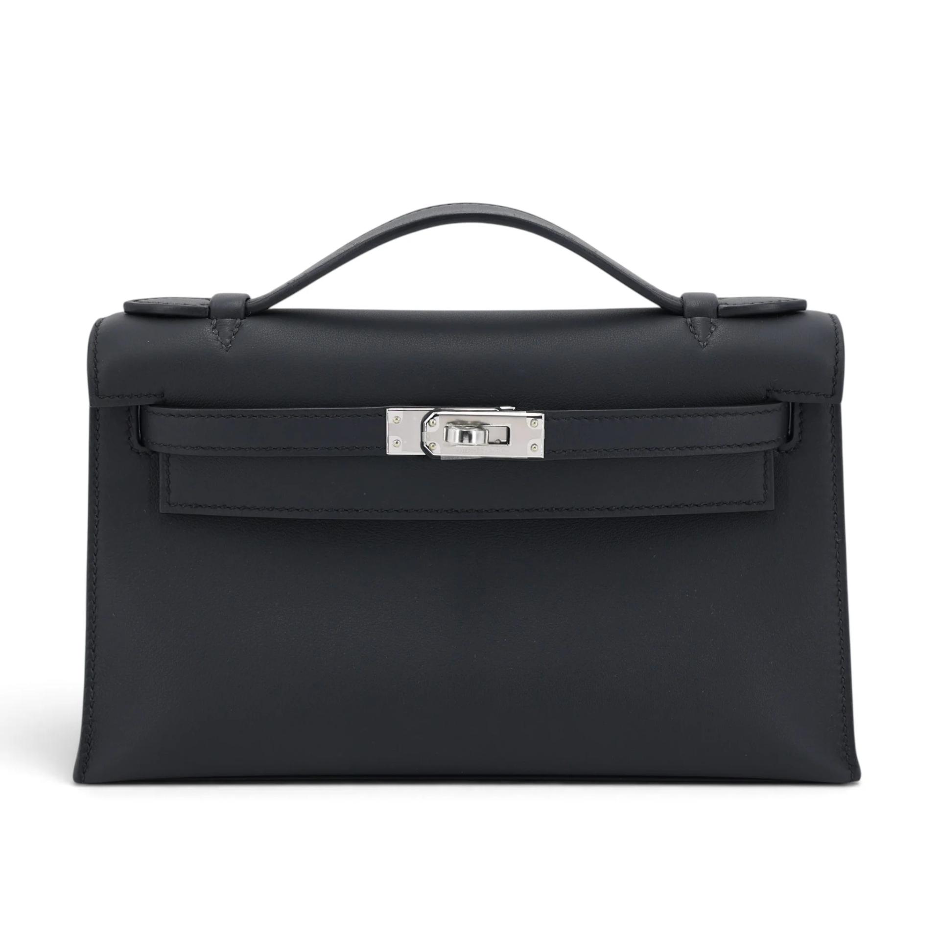 Brand New ( Rank N ) HERMÈS Kelly Pochette Noir (89) Swift Palladium hardware K (2025) - 1