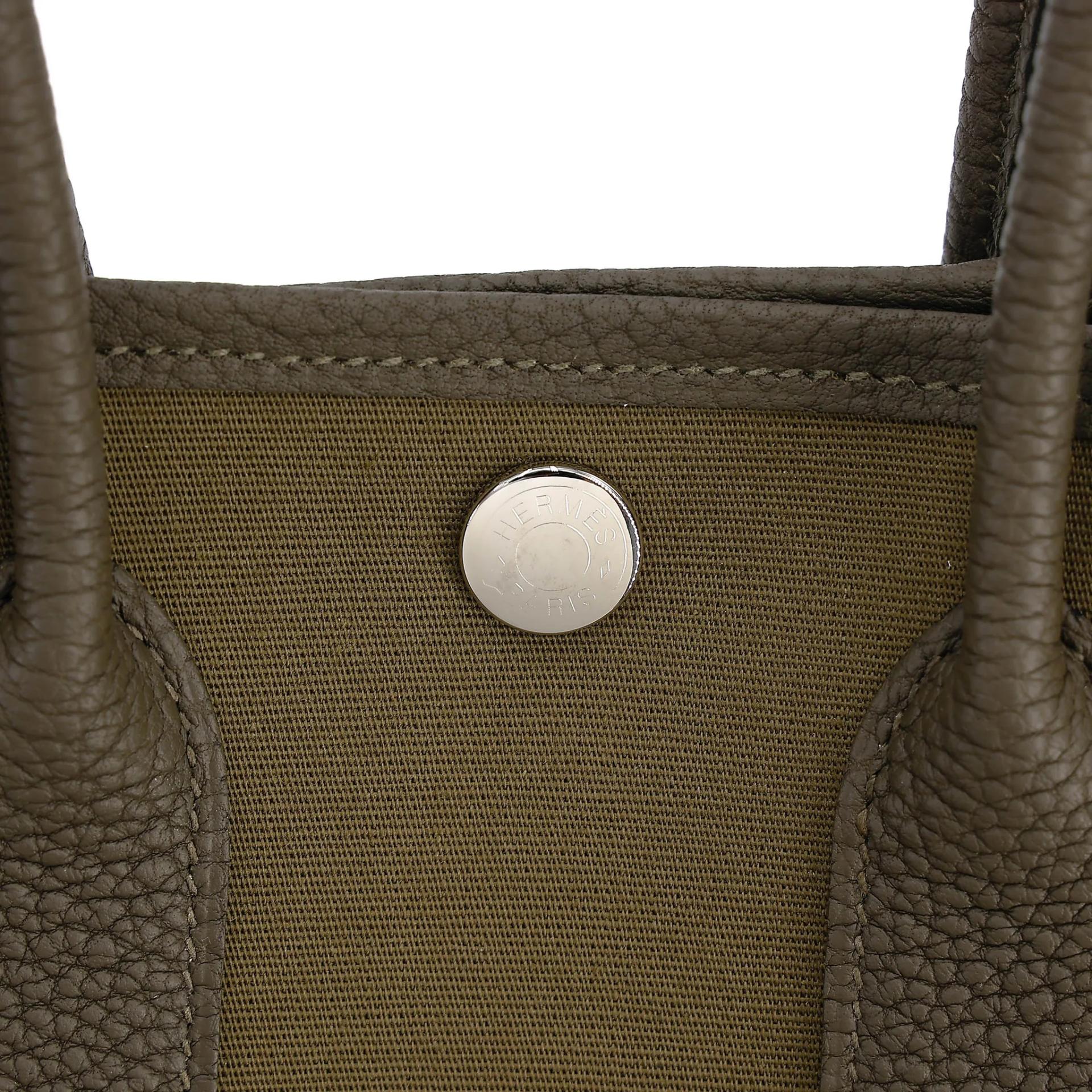全新 HERMÈS 愛馬仕 Neo Garden Party 23 花園 V8 Vert Loden 洛德綠 Toile Officier 帆布 Negonda皮 銀扣 G刻 2026年 - 8