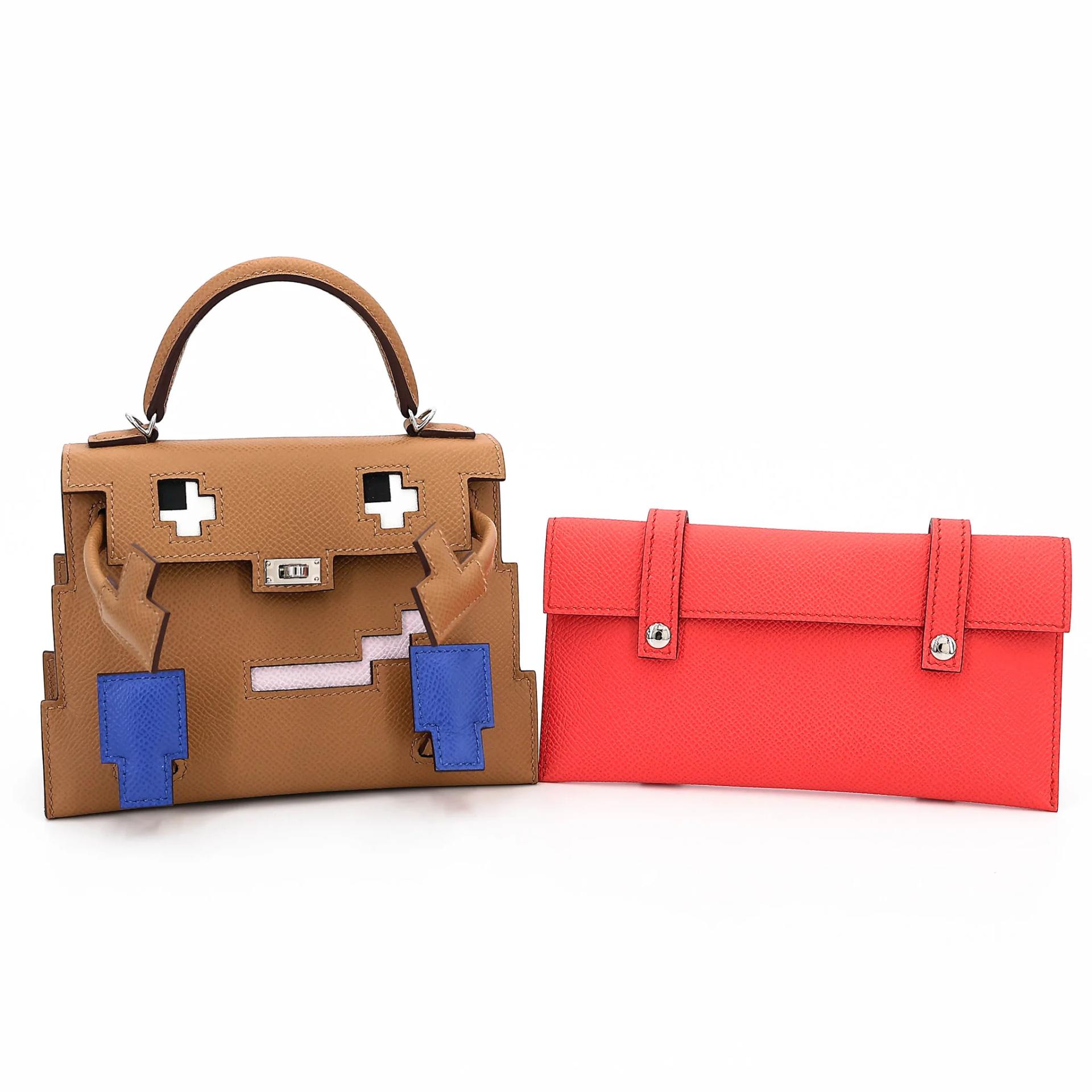 Unused ( Rank NS ) HERMÈS Limited Edition Kelly Doll Picto Biscuit (4B) Mauve Pale (09) Rose Texas (0E) Bleu France (71) Epsom Palladium hardware B (2023) - 3