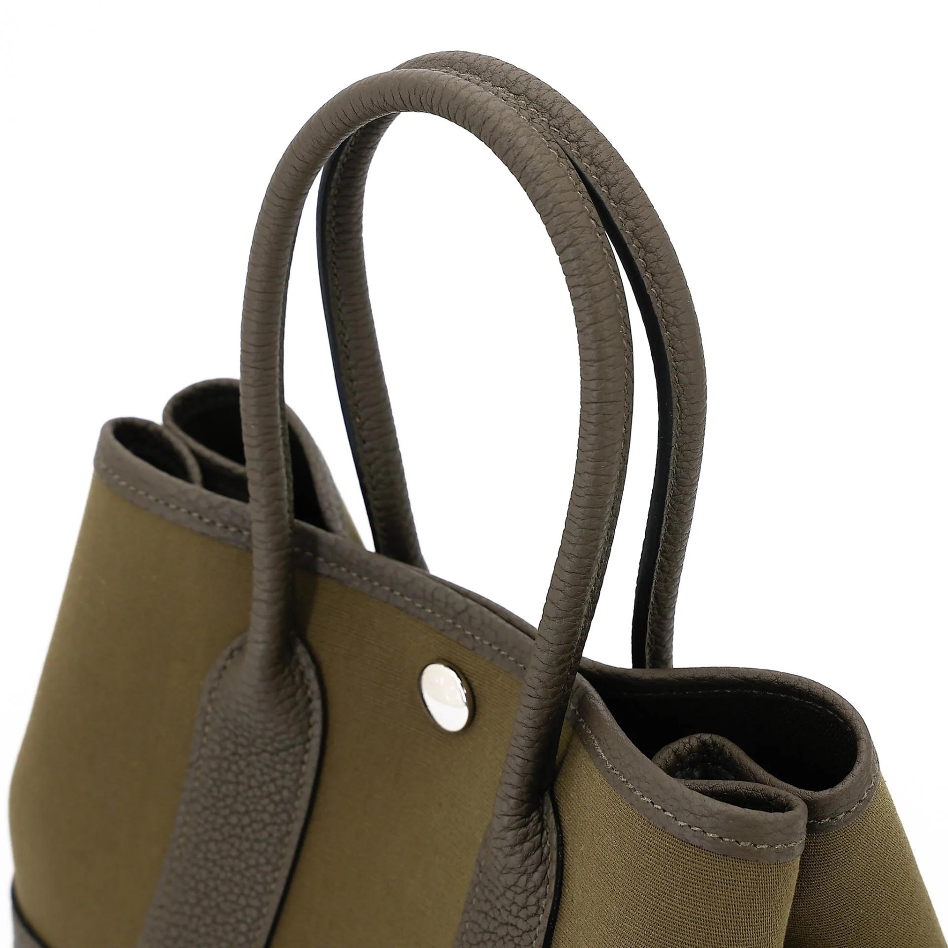 全新 HERMÈS 愛馬仕 Neo Garden Party 23 花園 V8 Vert Loden 洛德綠 Toile Officier 帆布 Negonda皮 銀扣 G刻 2026年 - 3