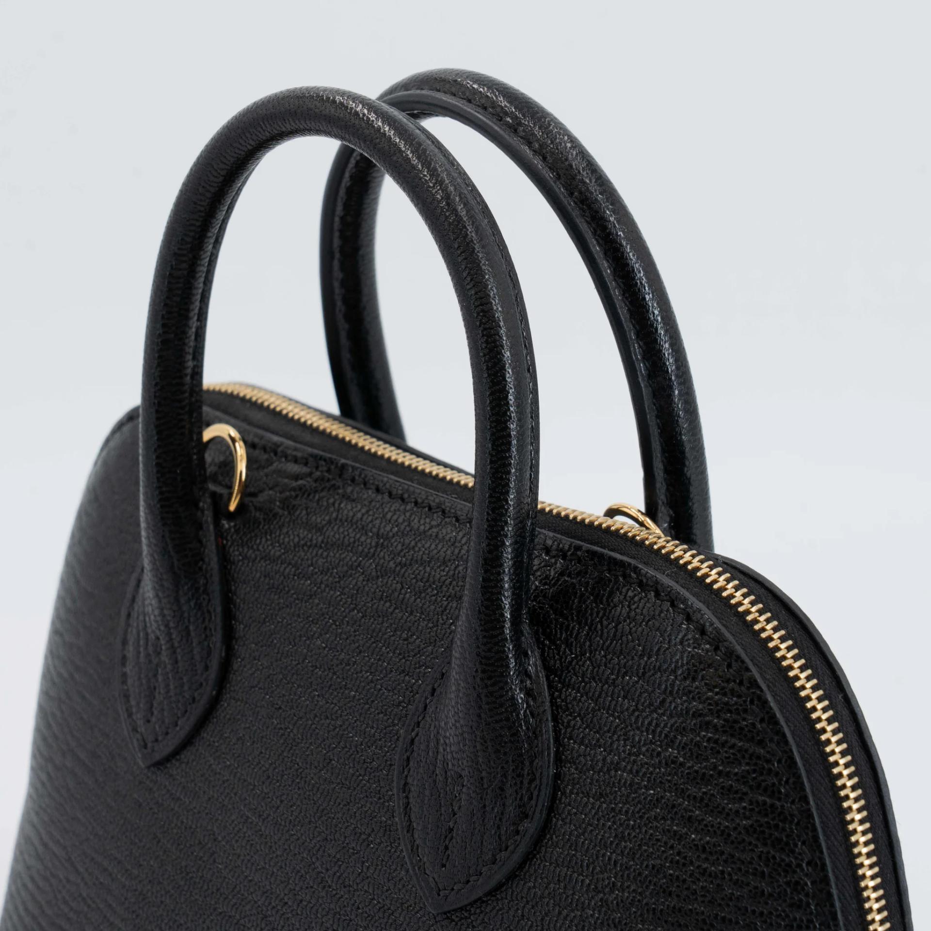 Excellent ( Rank SA ) HERMÈS Mini Bolide 1923 Noir (89) Chevre Gold hardware K (2025) - 3