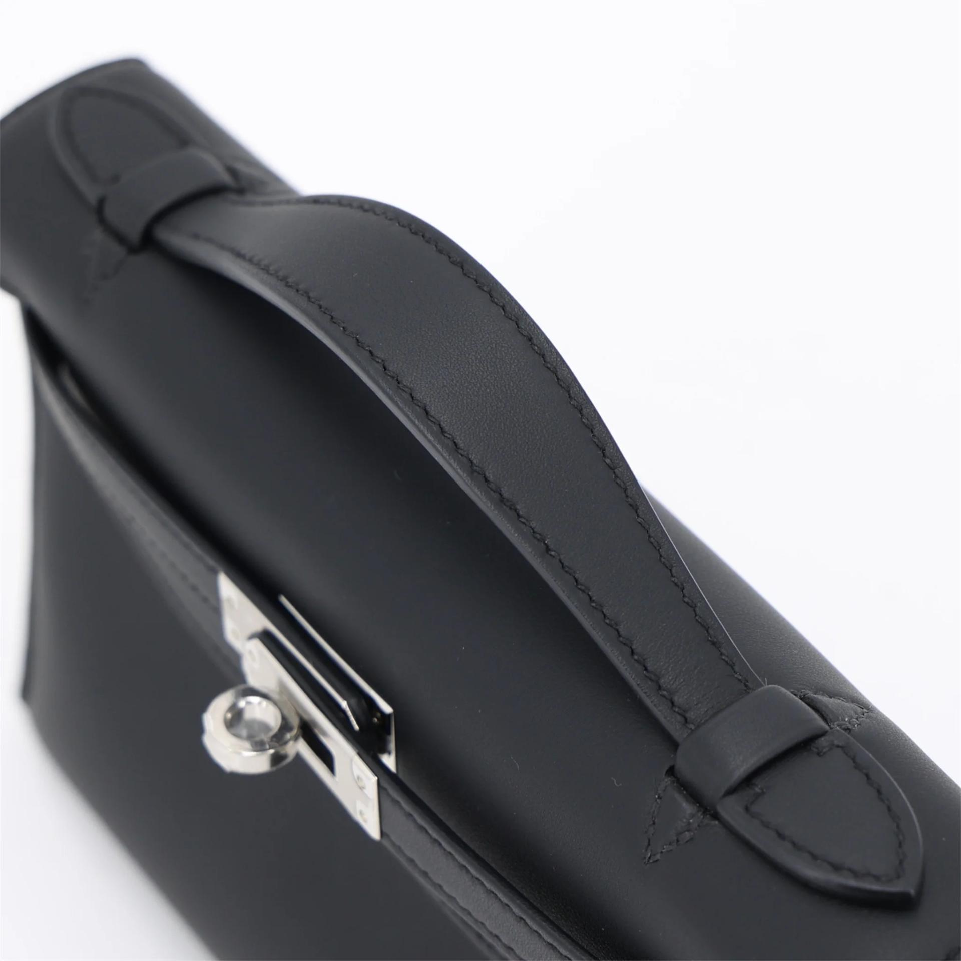 Brand New ( Rank N ) HERMÈS Kelly Pochette Noir (89) Swift Palladium hardware K (2025) - 3