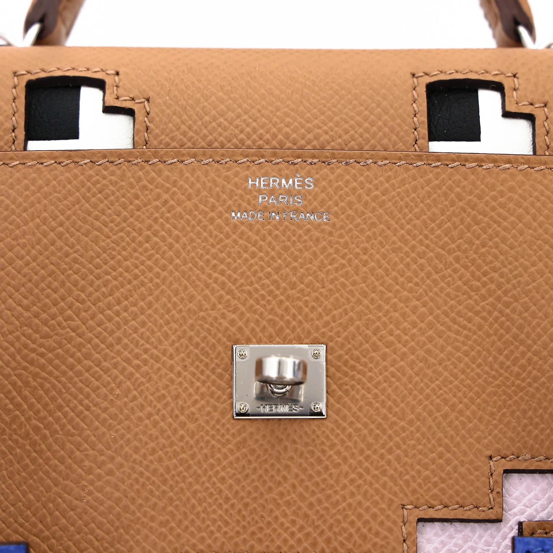 Unused ( Rank NS ) HERMÈS Limited Edition Kelly Doll Picto Biscuit (4B) Mauve Pale (09) Rose Texas (0E) Bleu France (71) Epsom Palladium hardware B (2023) - 16