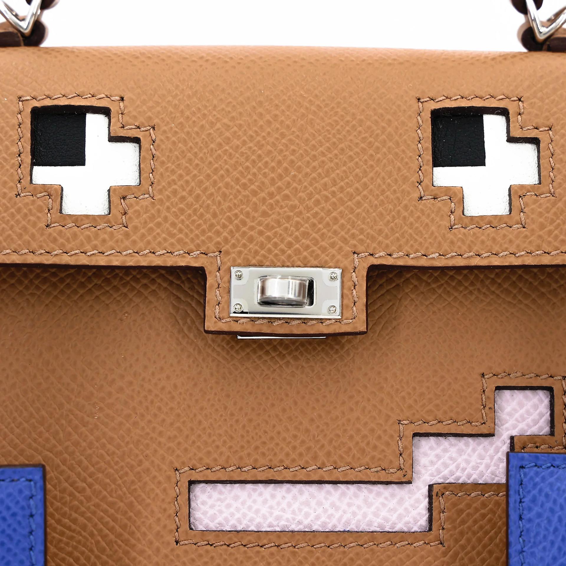 Unused ( Rank NS ) HERMÈS Limited Edition Kelly Doll Picto Biscuit (4B) Mauve Pale (09) Rose Texas (0E) Bleu France (71) Epsom Palladium hardware B (2023) - 11