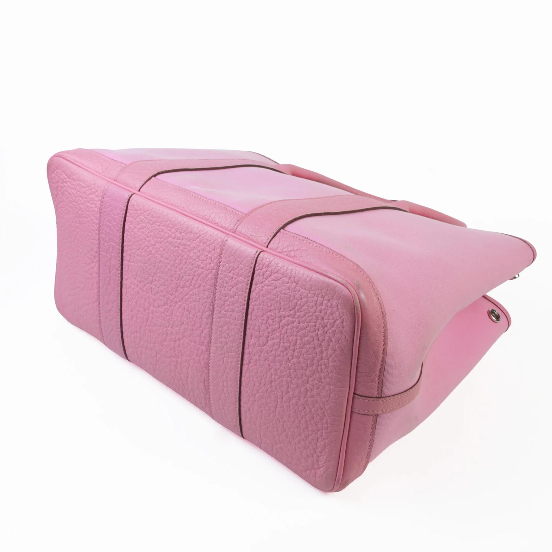 Good ( Rank AB) HERMÈS Garden Party PM Pink Negonda Canvas Palladium hardware Square N (2010) - 6