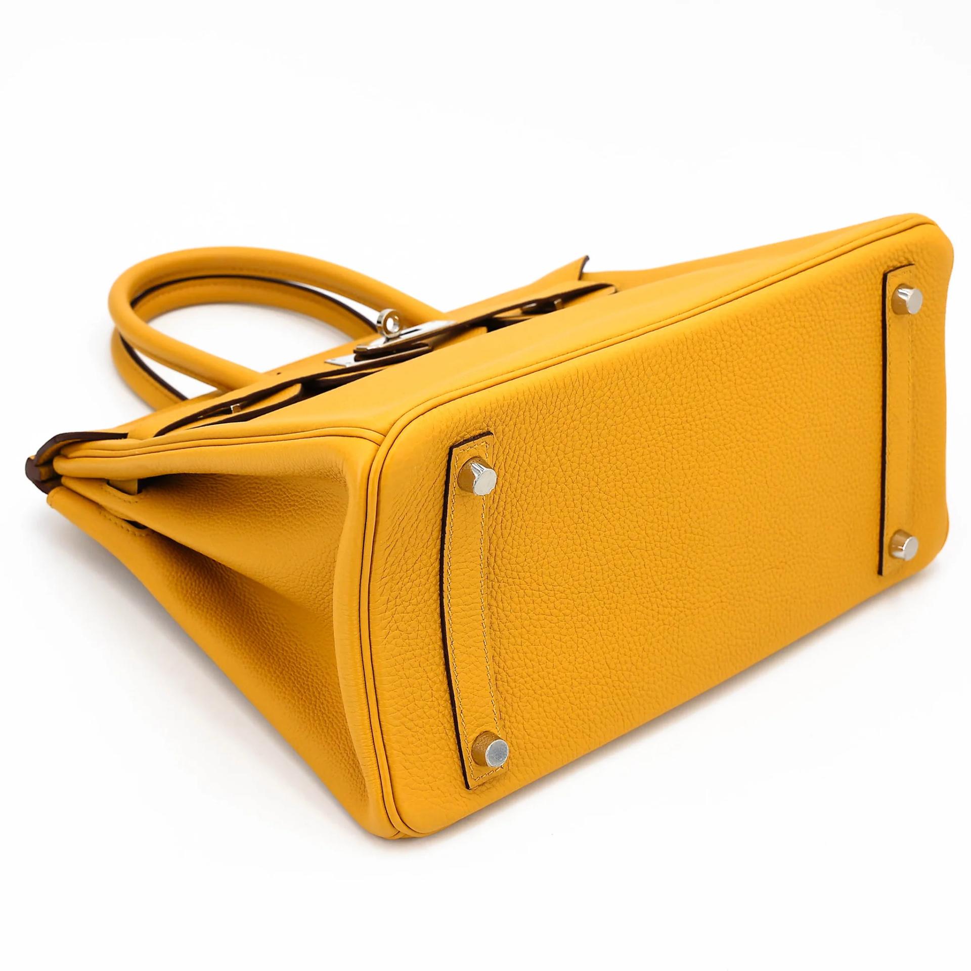 Very Good ( Rank A) HERMÈS Birkin 30 Jaune Ambre (9D) Togo Palladium hardware C (2018) - 5