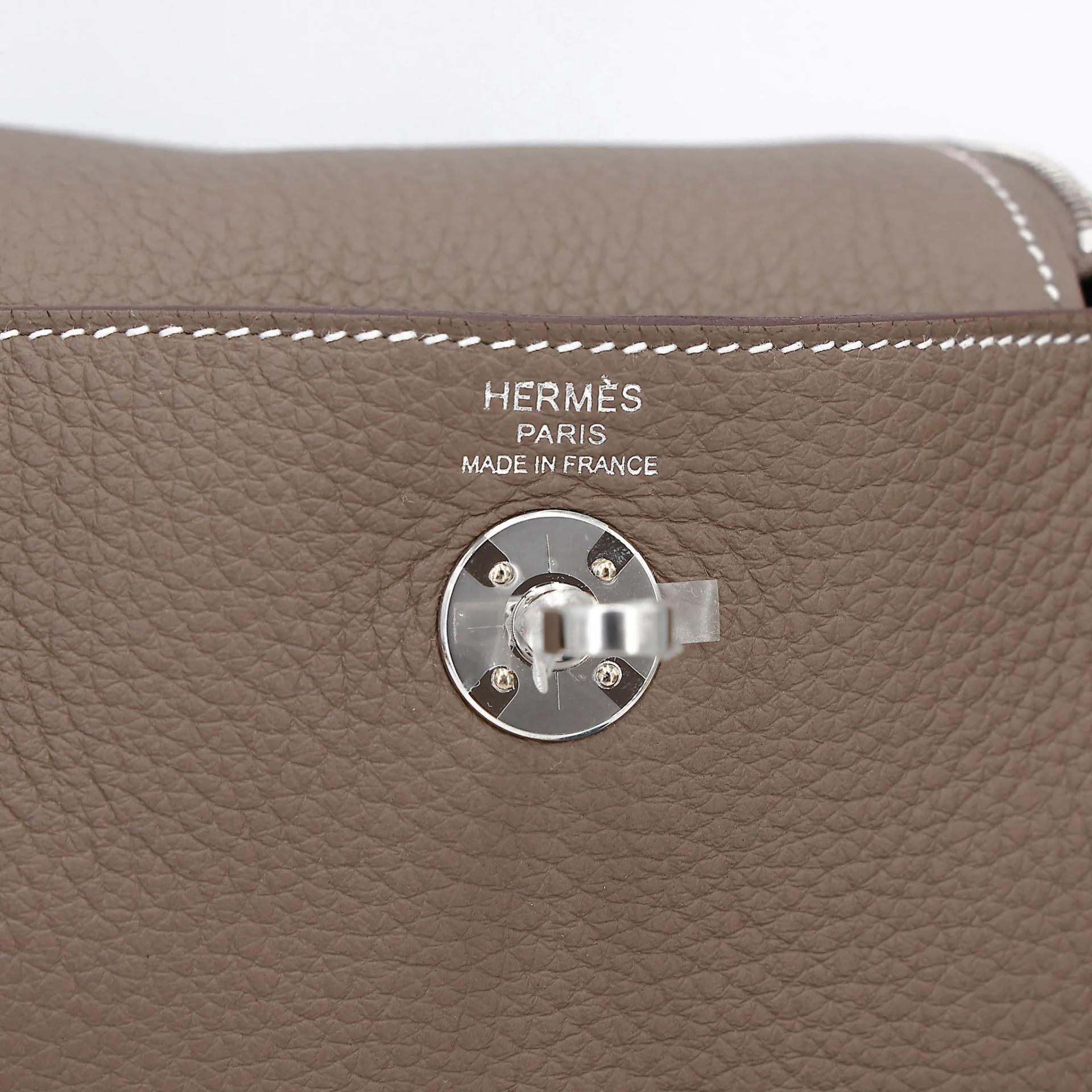 Brand New ( Rank N ) HERMÈS Mini Lindy Etoupe (18) Clemence Palladium hardware G (2026) - 12