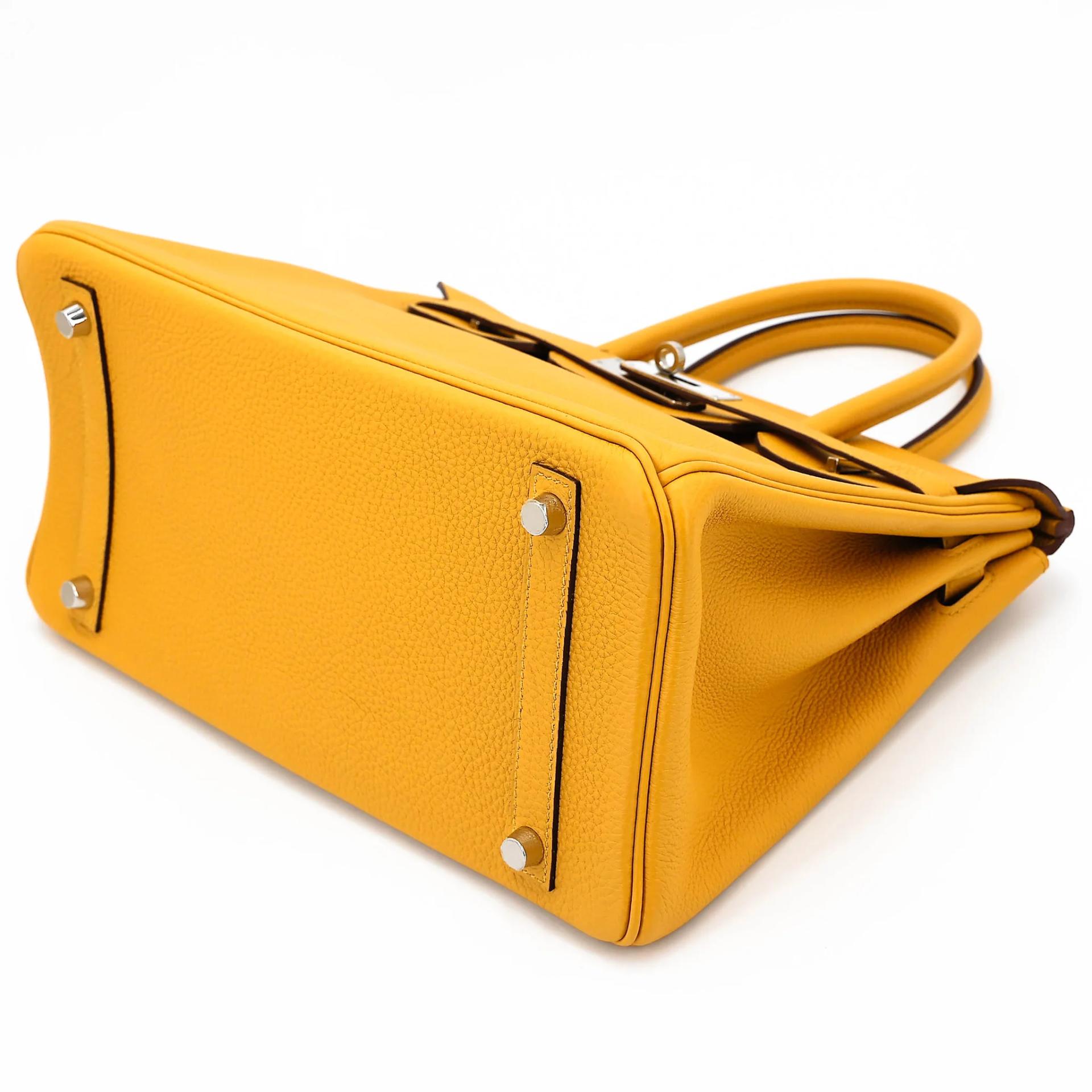 Very Good ( Rank A) HERMÈS Birkin 30 Jaune Ambre (9D) Togo Palladium hardware C (2018) - 4
