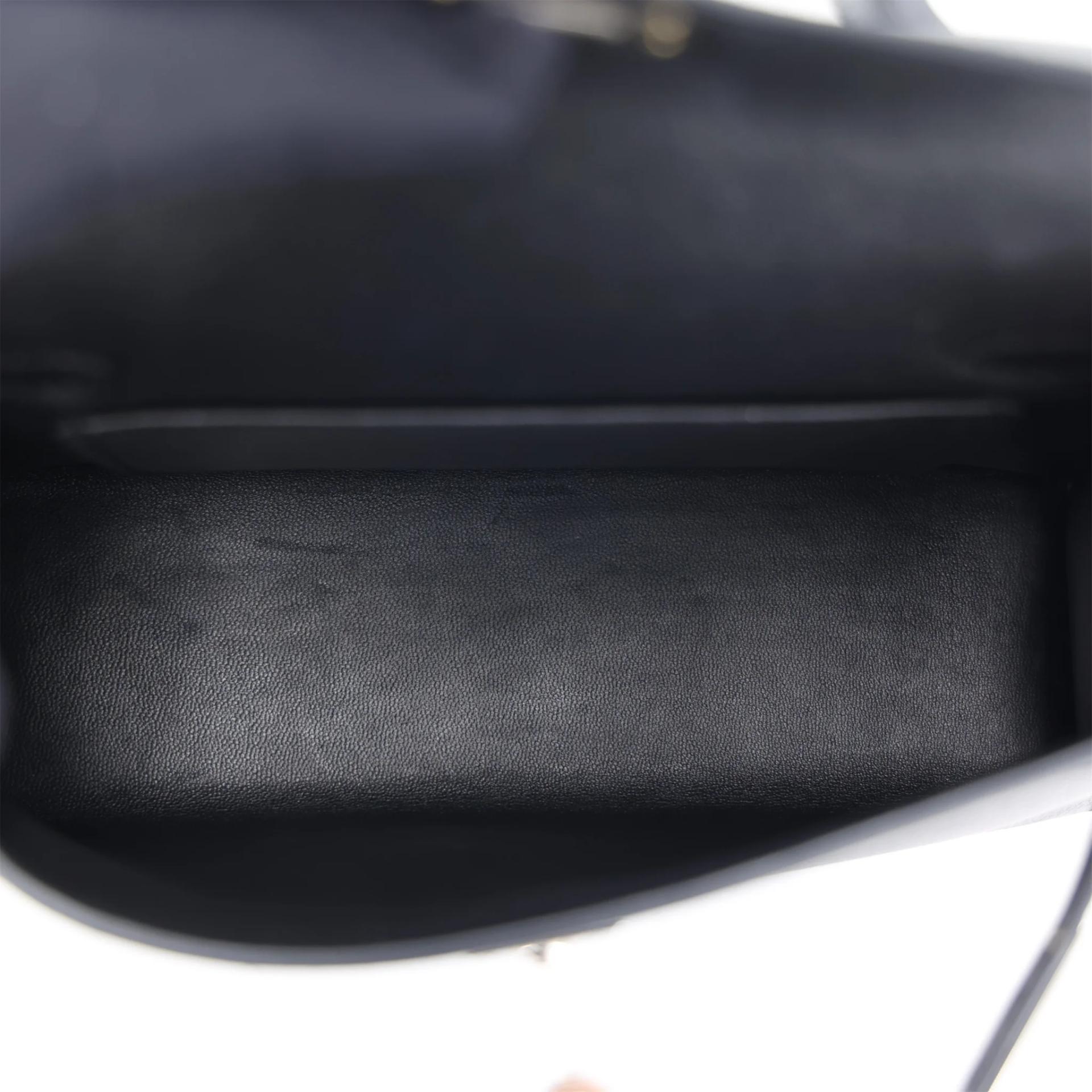 Very Good ( Rank A) HERMÈS Mini Kelly II Noir (89) Epsom Palladium hardware W (2024) - 14