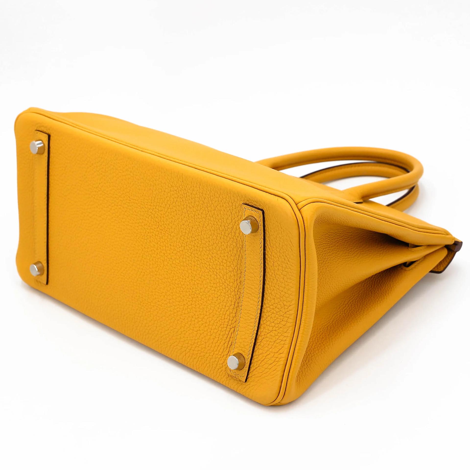 Very Good ( Rank A) HERMÈS Birkin 30 Jaune Ambre (9D) Togo Palladium hardware C (2018) - 6