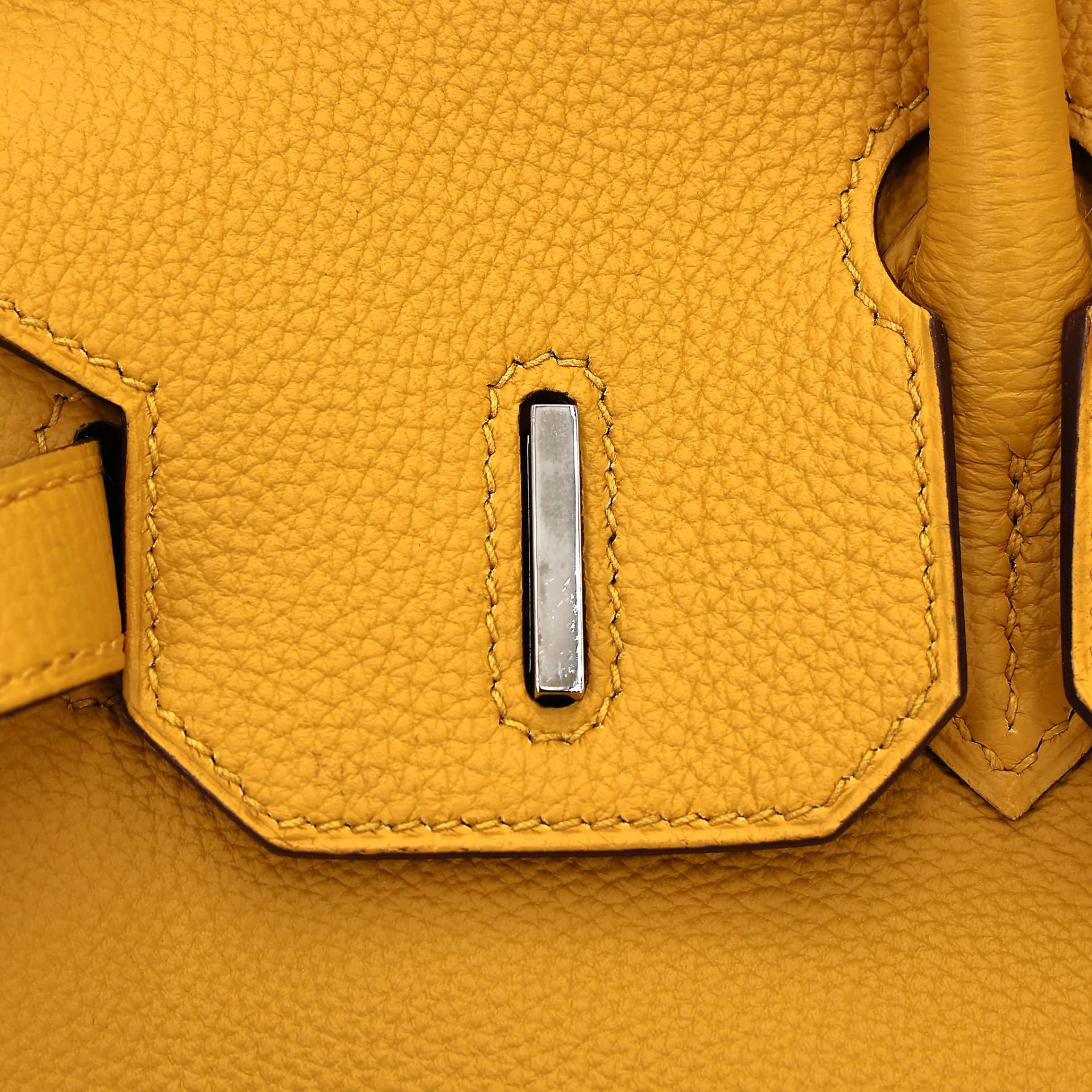 Very Good ( Rank A) HERMÈS Birkin 30 Jaune Ambre (9D) Togo Palladium hardware C (2018) - 14