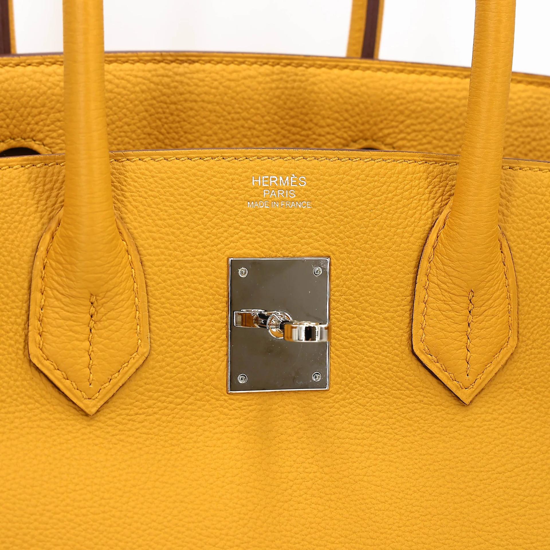 Very Good ( Rank A) HERMÈS Birkin 30 Jaune Ambre (9D) Togo Palladium hardware C (2018) - 17