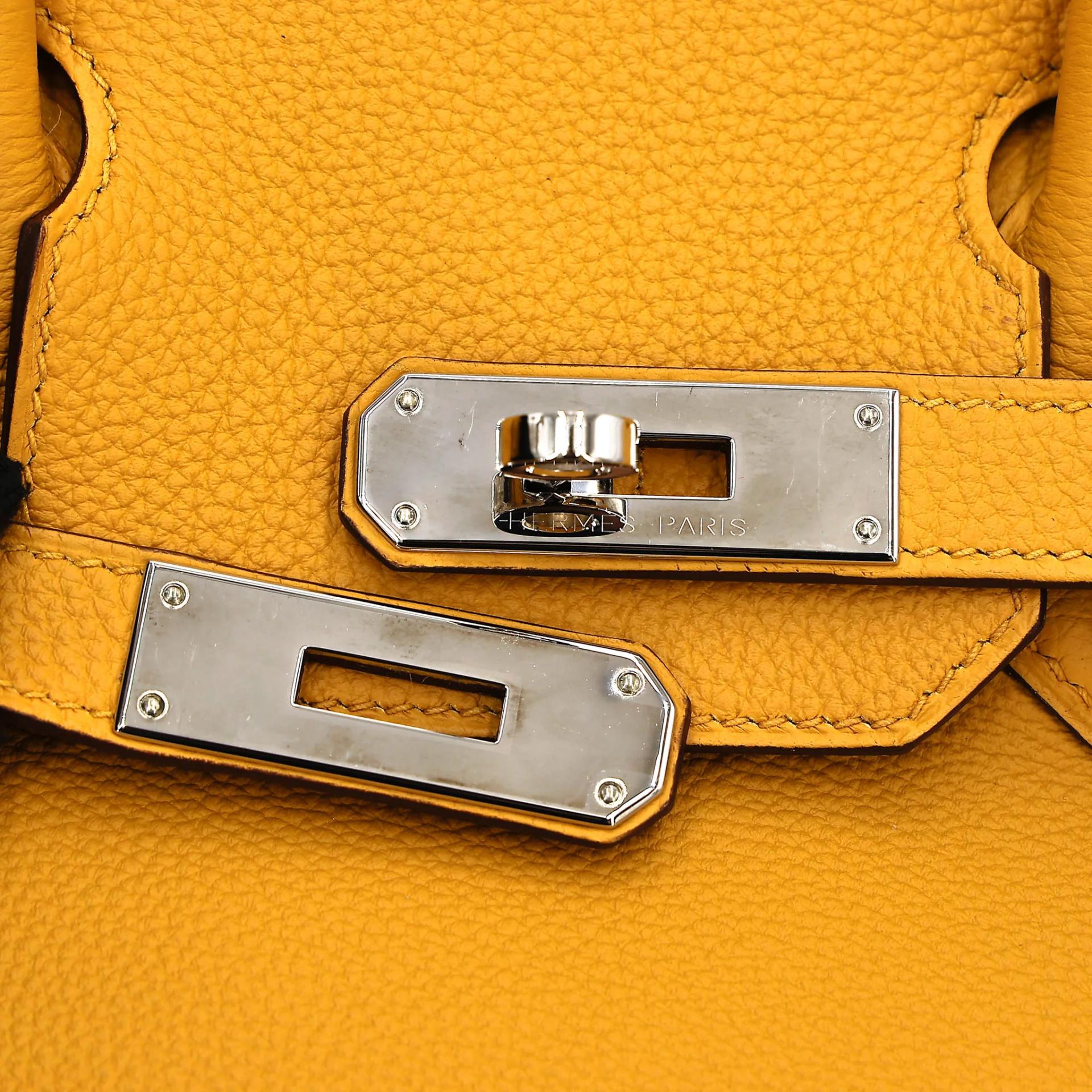 Very Good ( Rank A) HERMÈS Birkin 30 Jaune Ambre (9D) Togo Palladium hardware C (2018) - 15