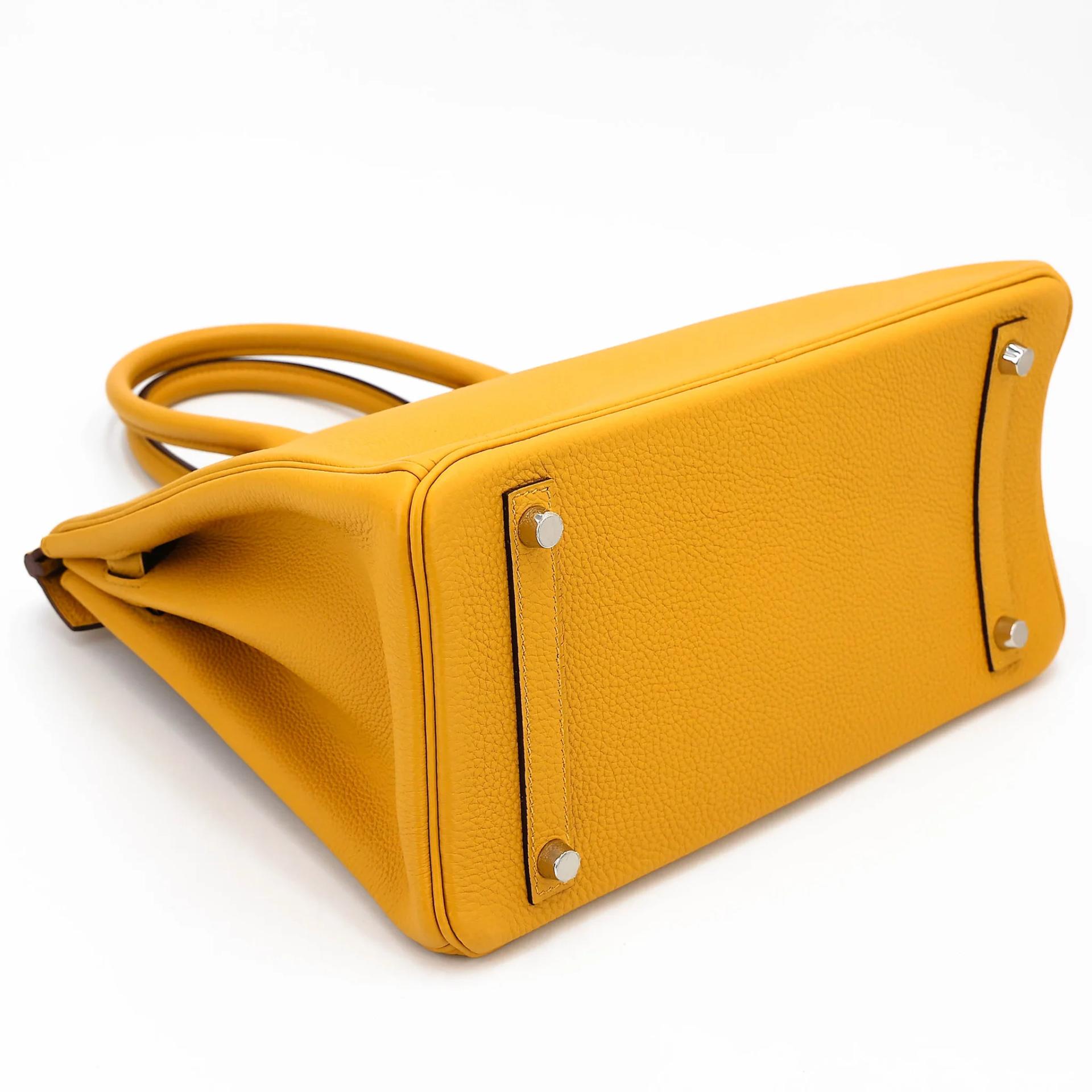 Very Good ( Rank A) HERMÈS Birkin 30 Jaune Ambre (9D) Togo Palladium hardware C (2018) - 7