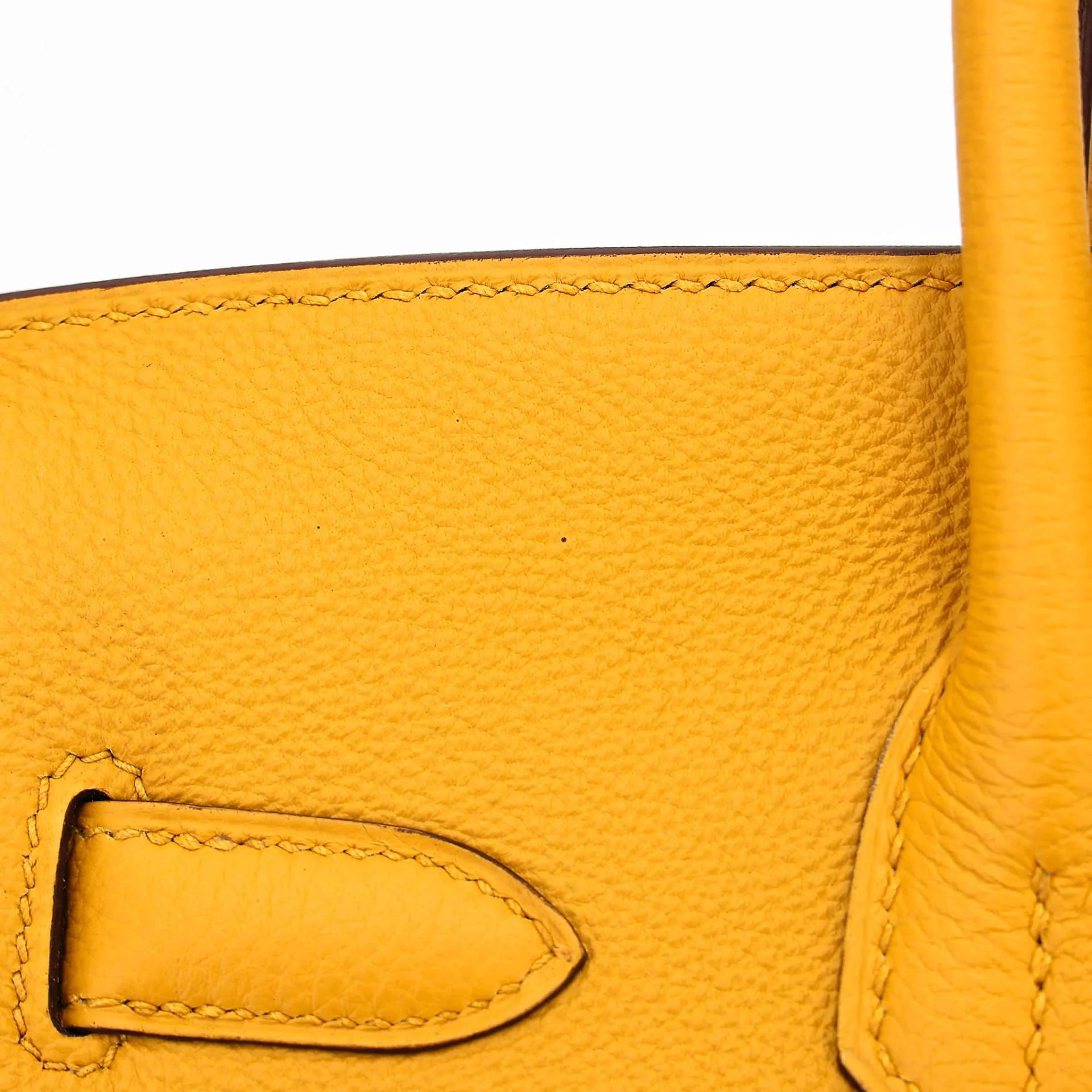 Very Good ( Rank A) HERMÈS Birkin 30 Jaune Ambre (9D) Togo Palladium hardware C (2018) - 12