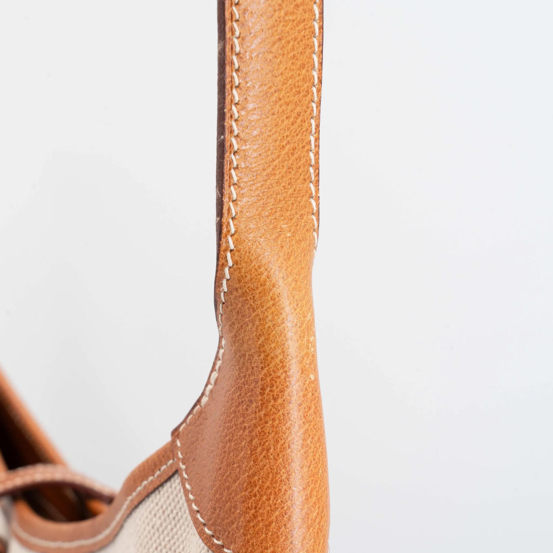 Very Good ( Rank A) HERMÈS Trim 31 Natural (27) Peau Porc Toile Camp canvas Gold hardware Circle Y (1995) - 20