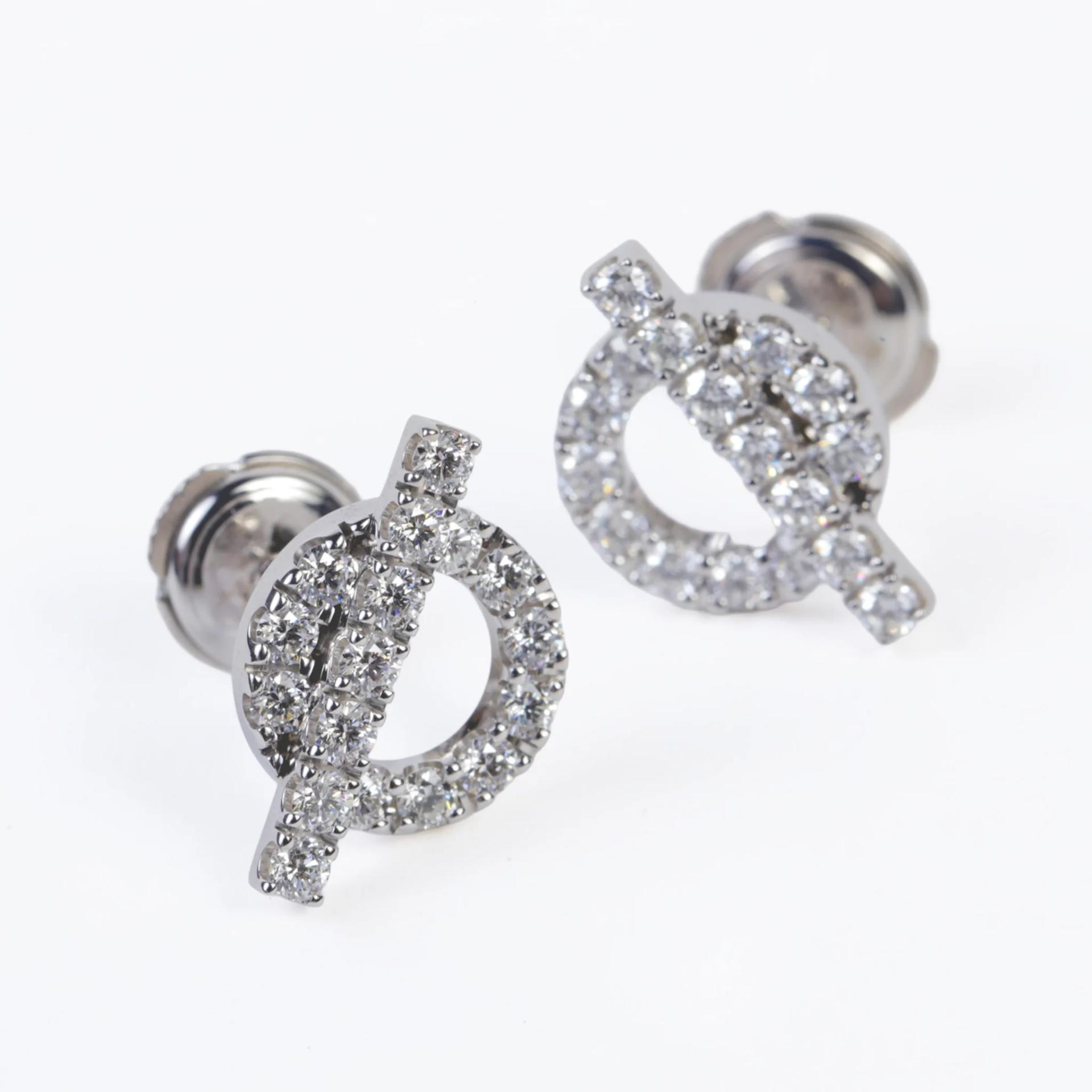Unused ( Rank NS ) HERMÈS Finesse earrings WG Diamond - 2