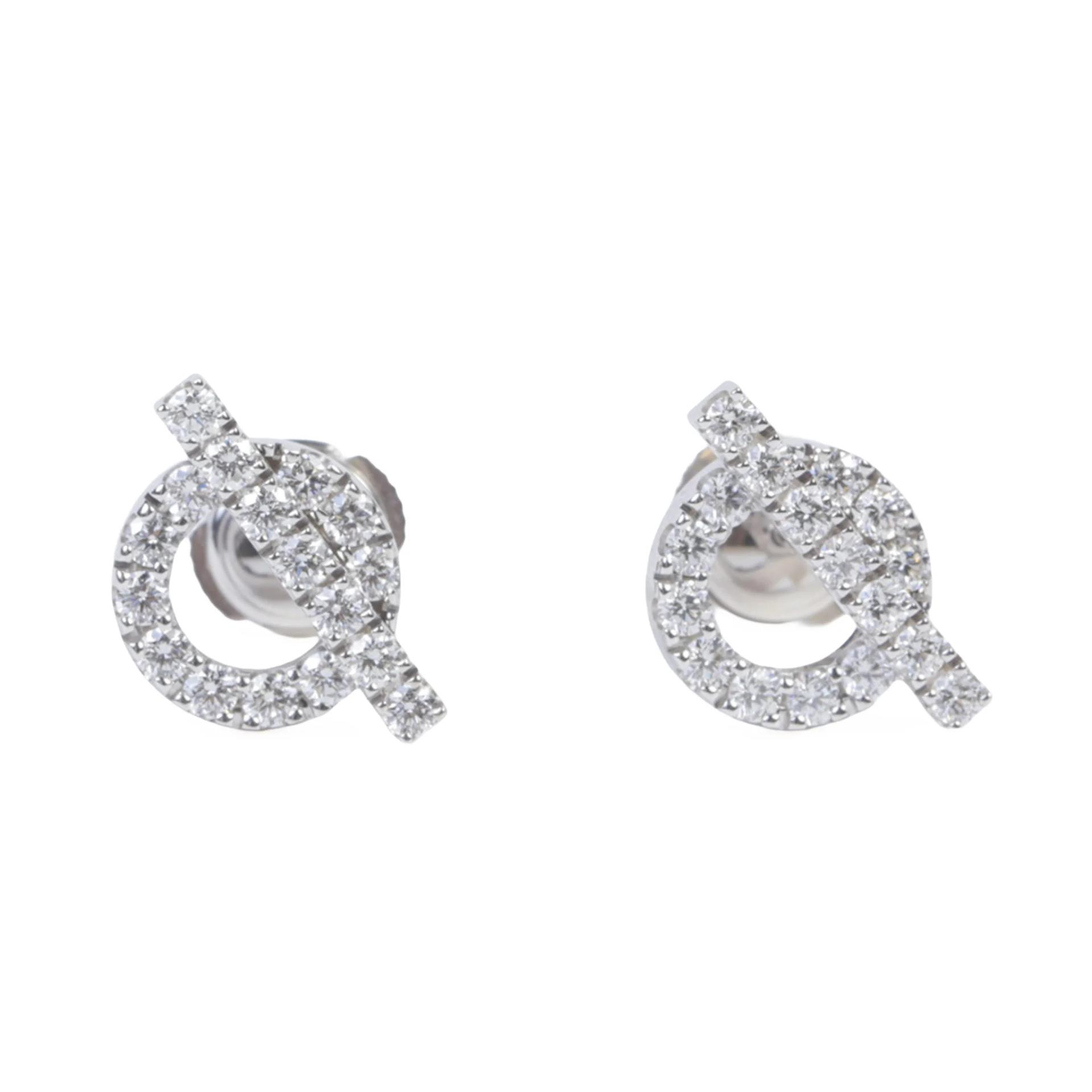 Unused ( Rank NS ) HERMÈS Finesse earrings WG Diamond - 1