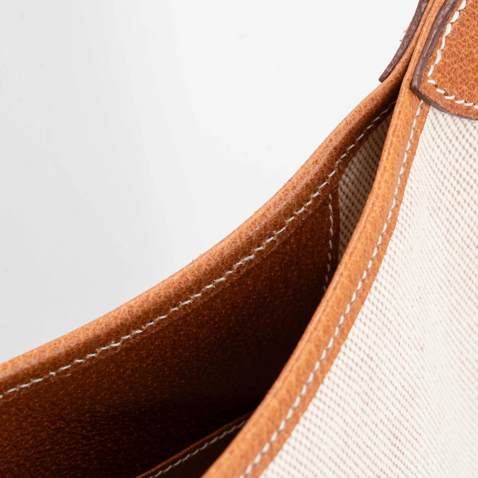 Very Good ( Rank A) HERMÈS Trim 31 Natural (27) Peau Porc Toile Camp canvas Gold hardware Circle Y (1995) - 22