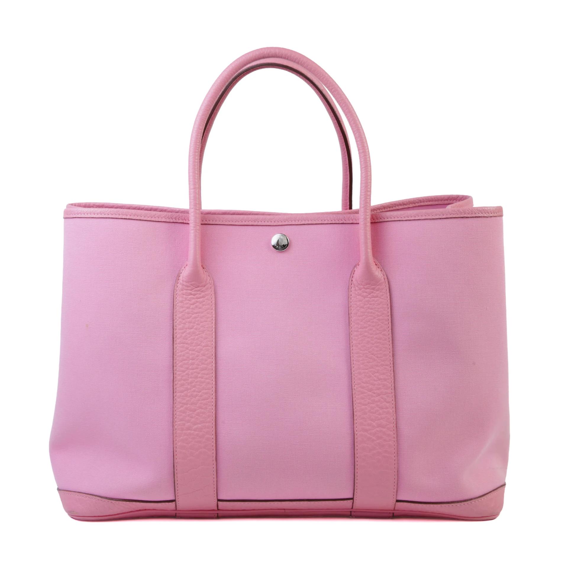 Good ( Rank AB) HERMÈS Garden Party PM Pink Negonda Canvas Palladium hardware Square N (2010) - 1