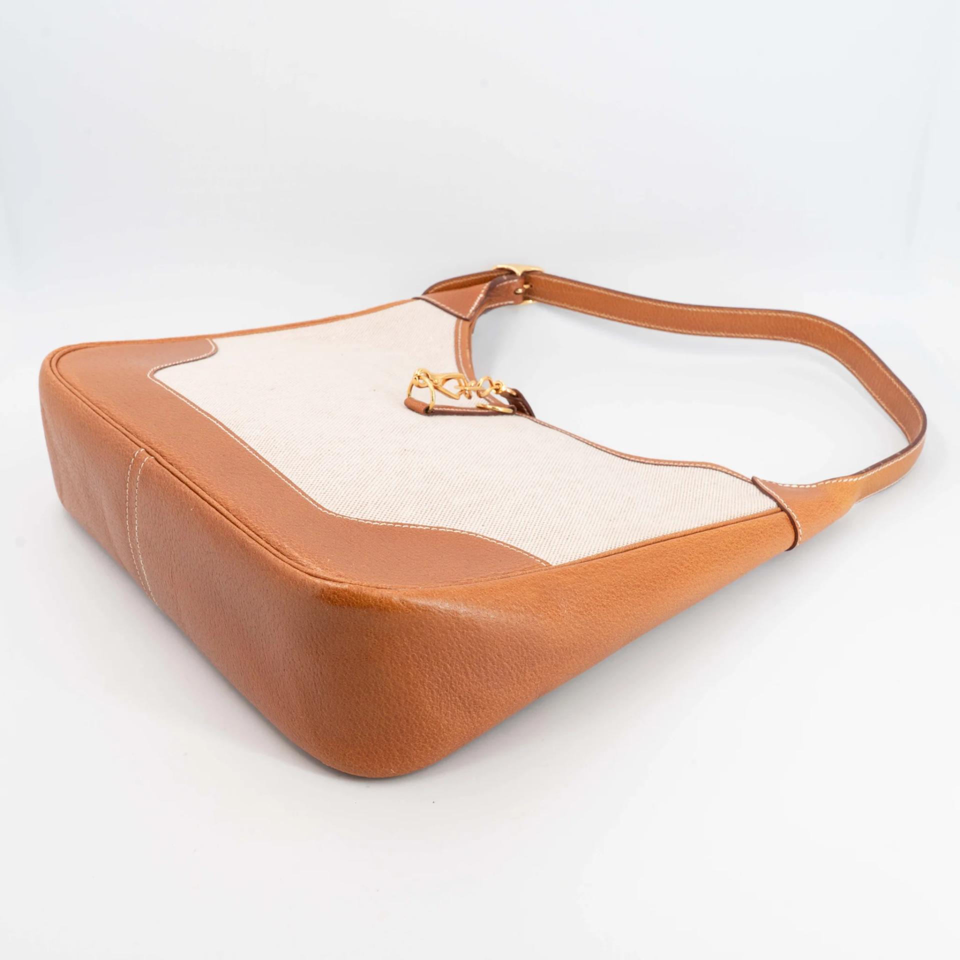 Very Good ( Rank A) HERMÈS Trim 31 Natural (27) Peau Porc Toile Camp canvas Gold hardware Circle Y (1995) - 9