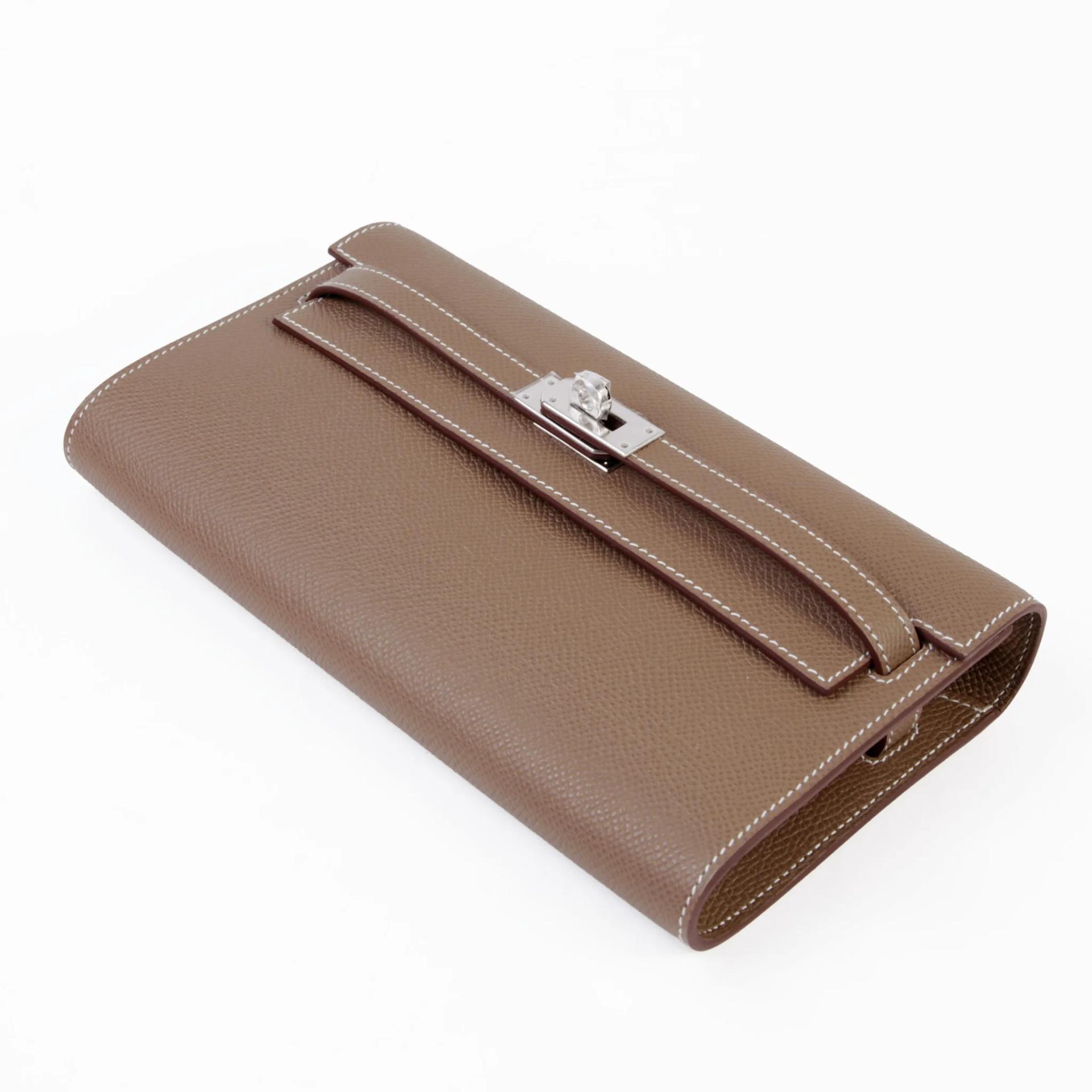 Brand New ( Rank N ) HERMÈS Kelly To Go Wallet Etoupe (18) Epsom Palladium hardware G (2026) - 4
