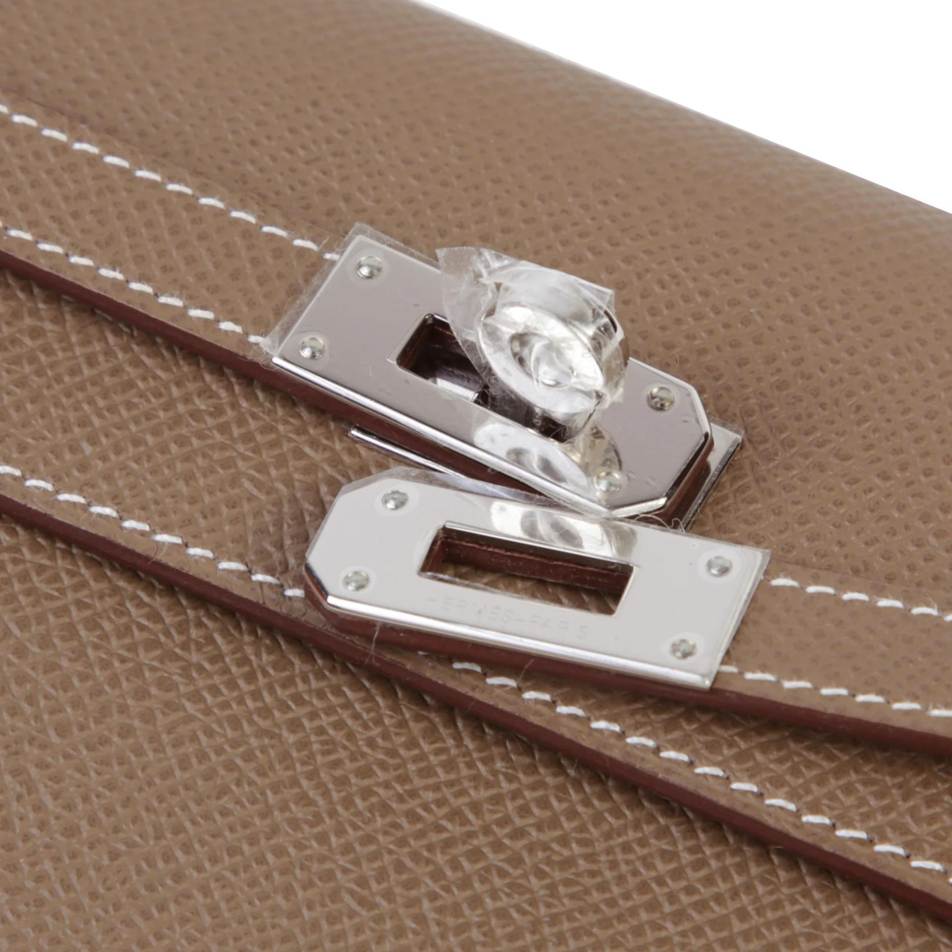 Brand New ( Rank N ) HERMÈS Kelly To Go Wallet Etoupe (18) Epsom Palladium hardware G (2026) - 7