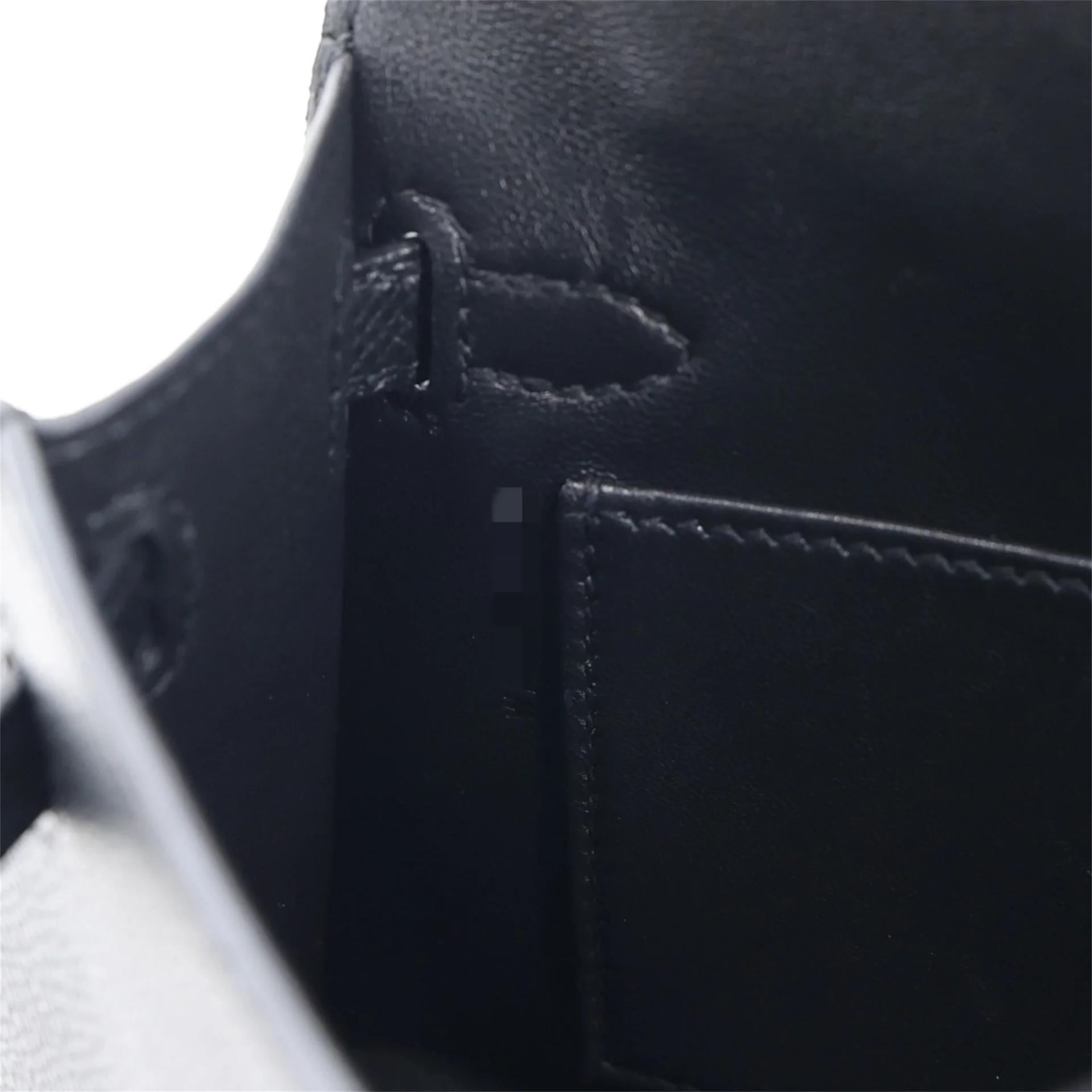 Very Good ( Rank A) HERMÈS Mini Kelly II Noir (89) Epsom Palladium hardware W (2024) - 18