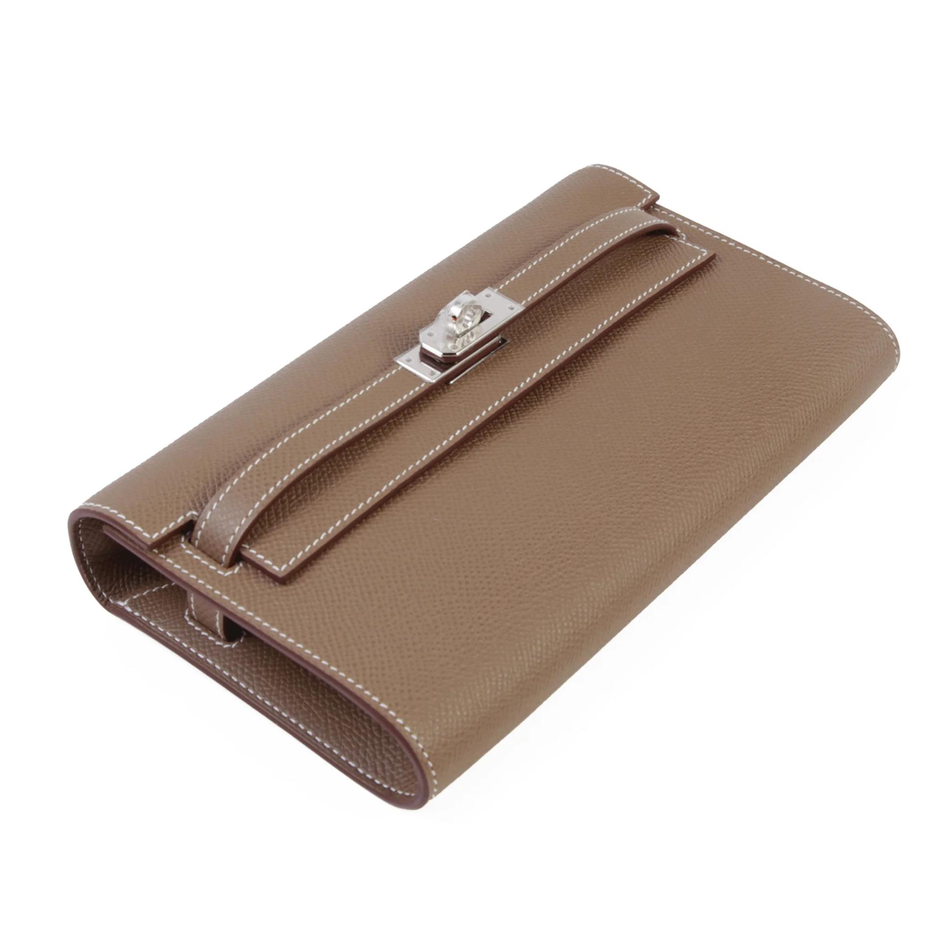 Brand New ( Rank N ) HERMÈS Kelly To Go Wallet Etoupe (18) Epsom Palladium hardware G (2026) - 3
