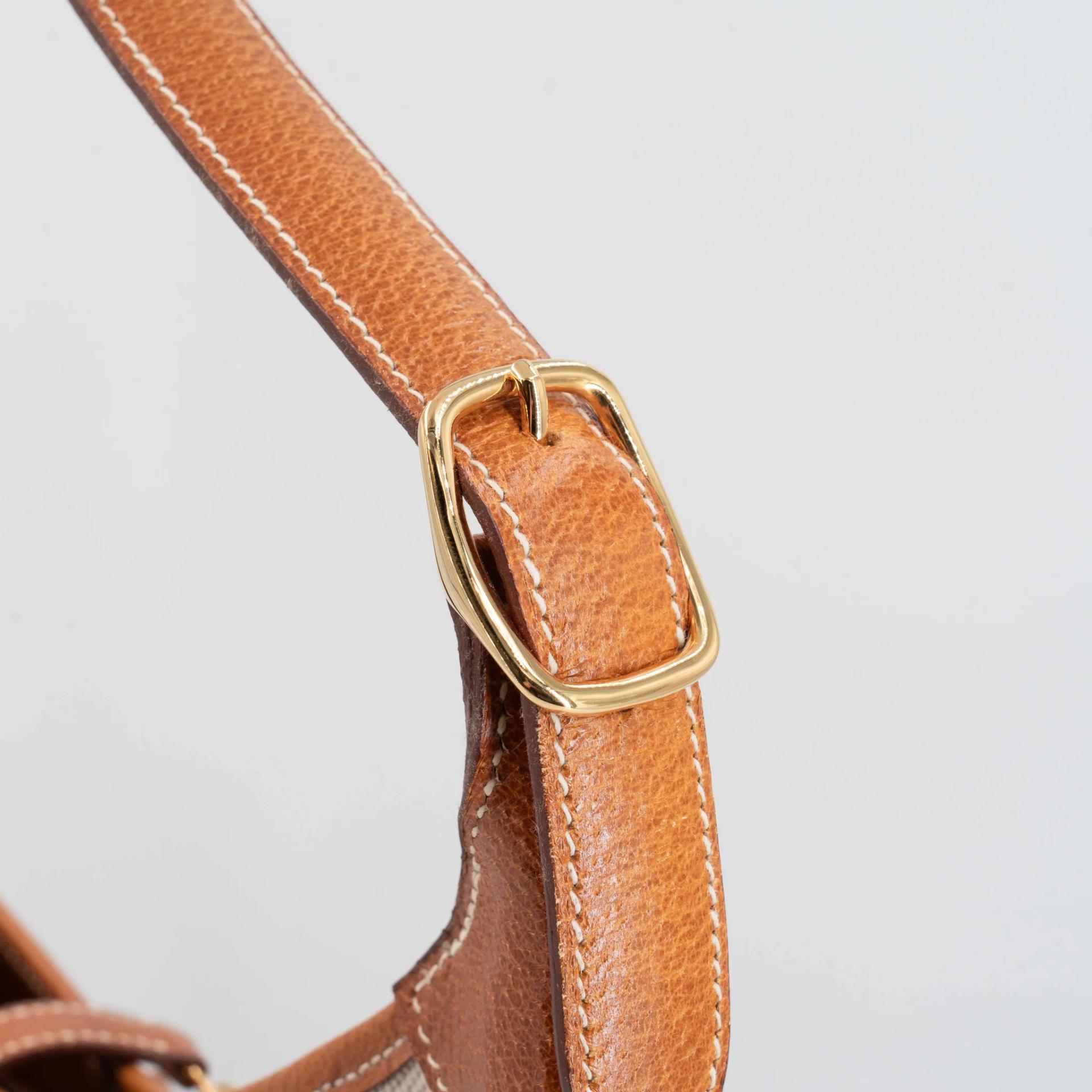 Very Good ( Rank A) HERMÈS Trim 31 Natural (27) Peau Porc Toile Camp canvas Gold hardware Circle Y (1995) - 6