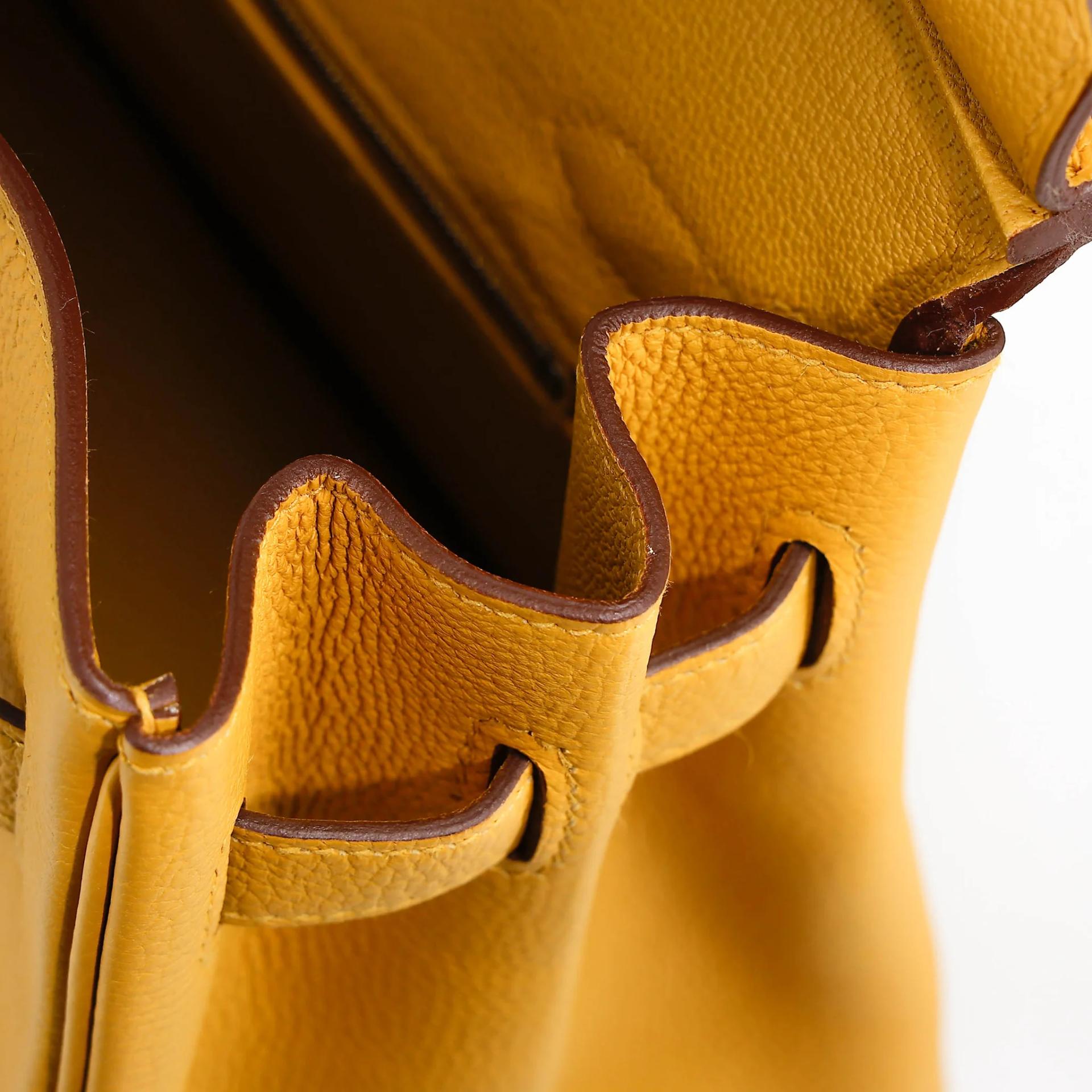 Very Good ( Rank A) HERMÈS Birkin 30 Jaune Ambre (9D) Togo Palladium hardware C (2018) - 20