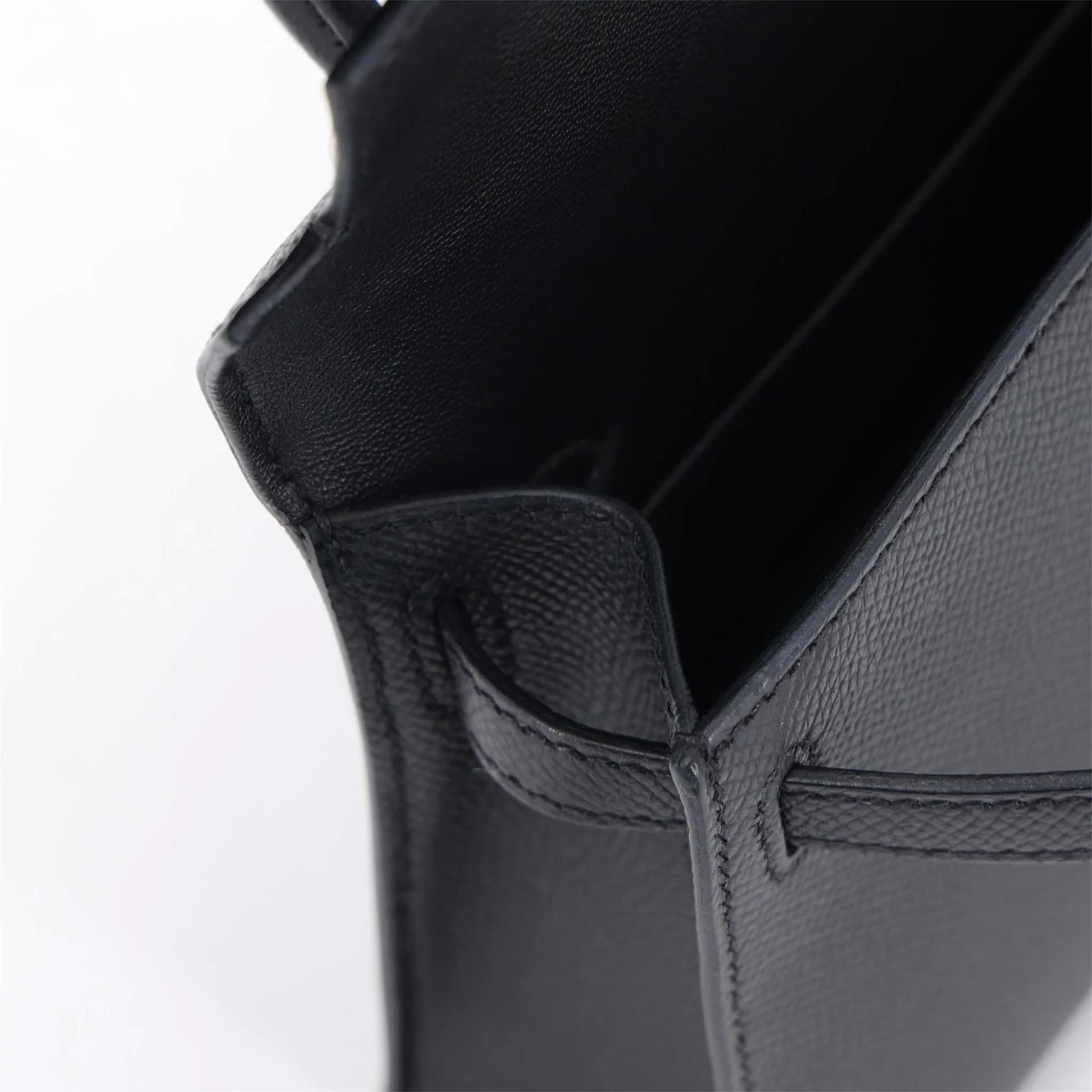 Very Good ( Rank A) HERMÈS Mini Kelly II Noir (89) Epsom Palladium hardware W (2024) - 15