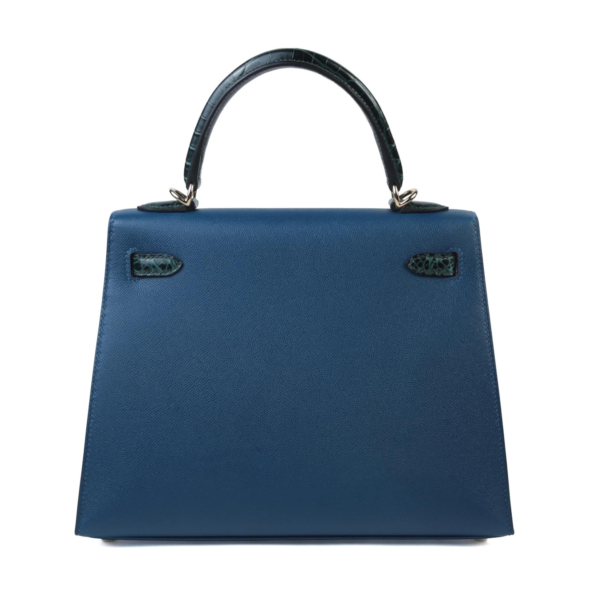 Unused ( Rank NS ) HERMÈS Kelly 25 Sellier Touch Deep Blue (S4) Vert Cypress (6O) Madame Shiny Niloticus Crocodile Permabrass hardware K (2025) - 2