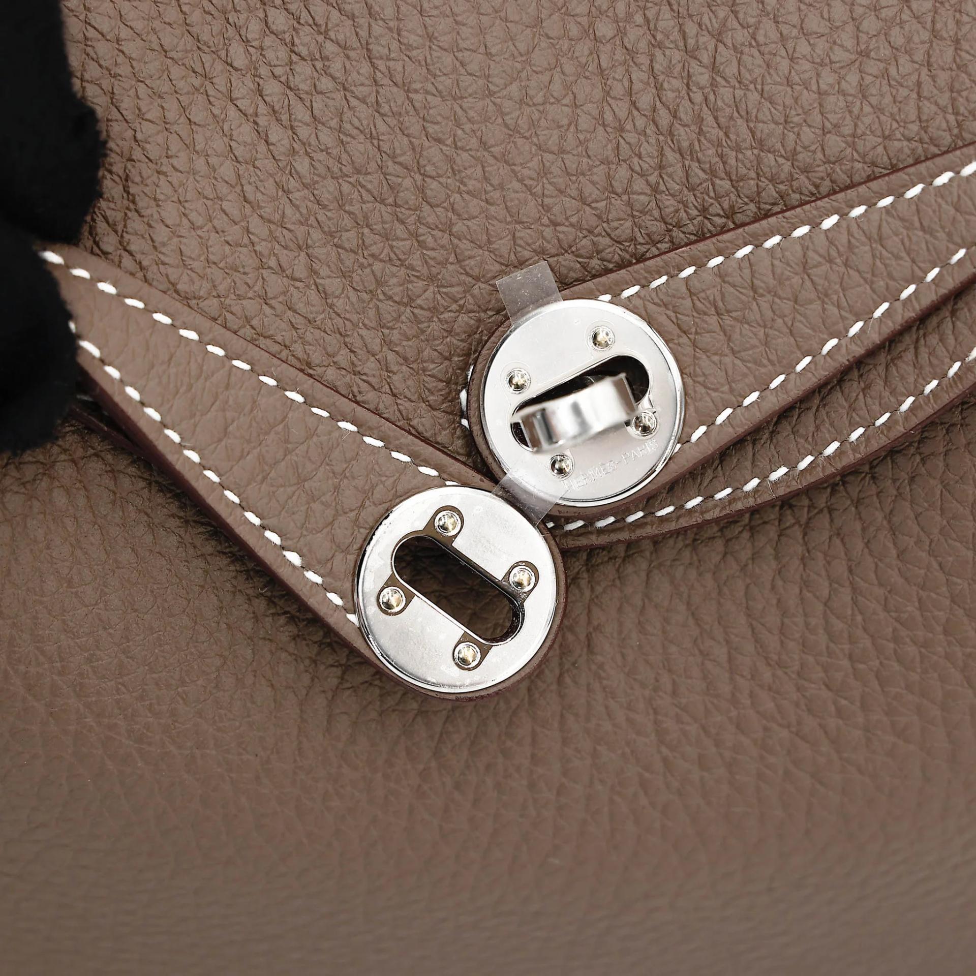 Brand New ( Rank N ) HERMÈS Mini Lindy Etoupe (18) Clemence Palladium hardware G (2026) - 10