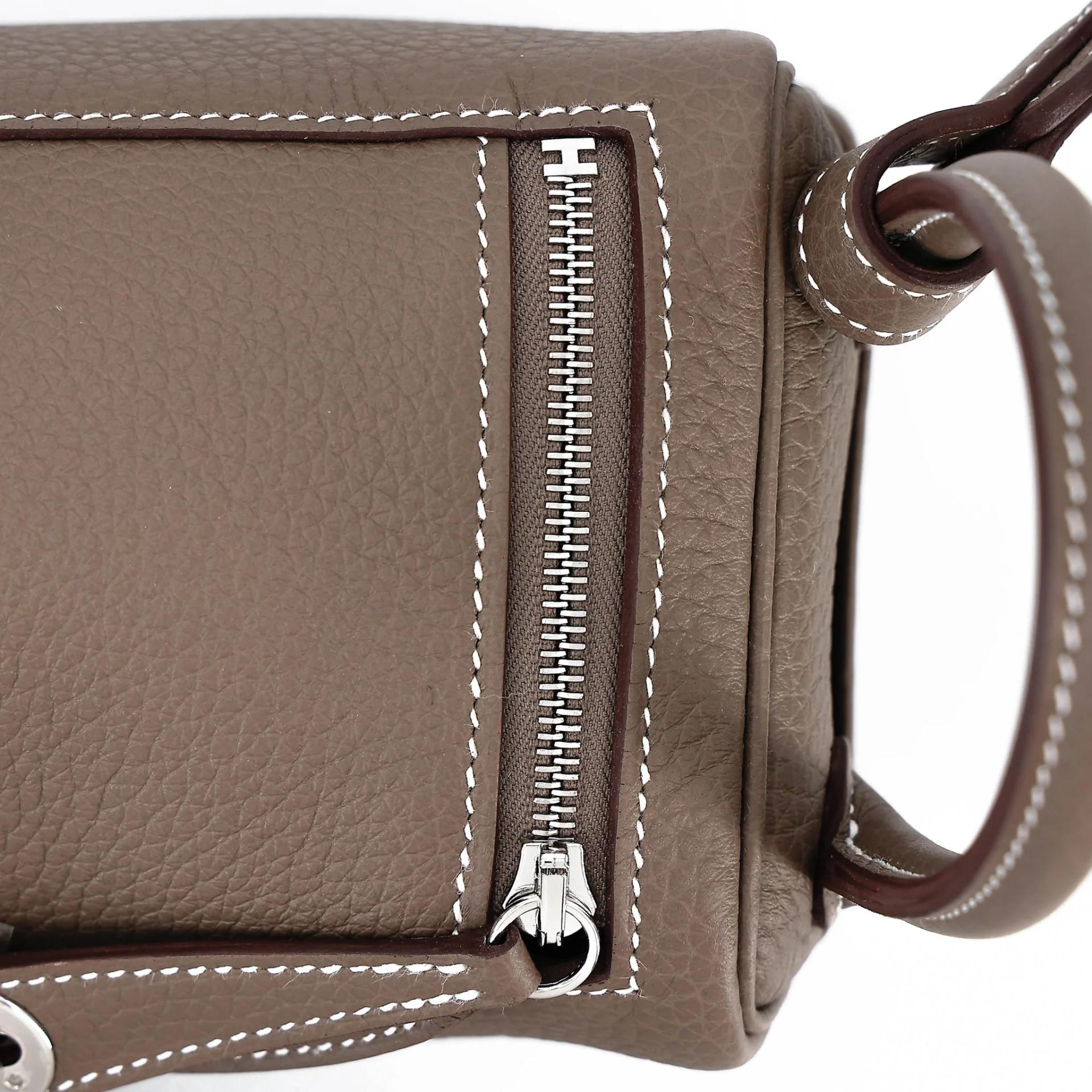 Brand New ( Rank N ) HERMÈS Mini Lindy Etoupe (18) Clemence Palladium hardware G (2026) - 8